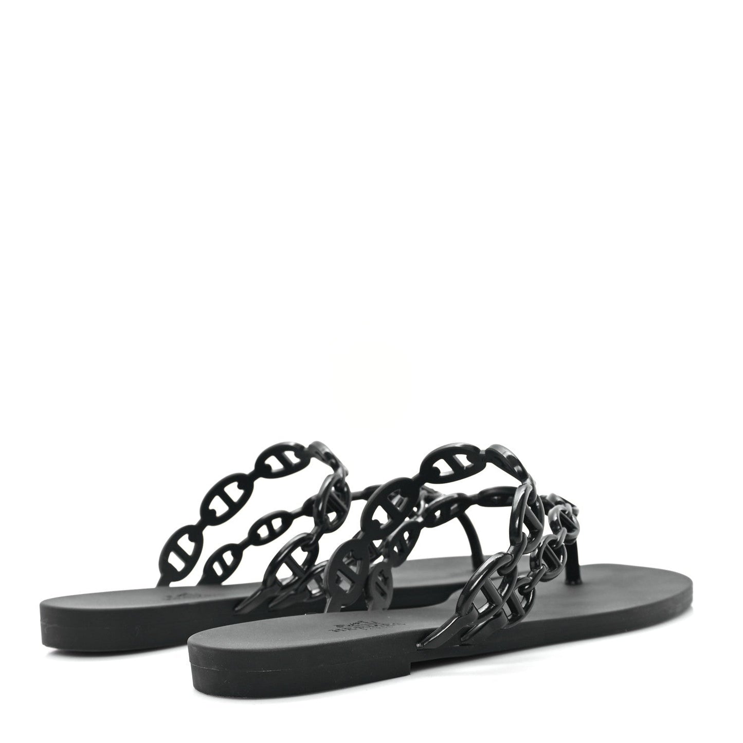 Hermes Rubber Chaine d'Ancre Rivage Sandals 38 Black