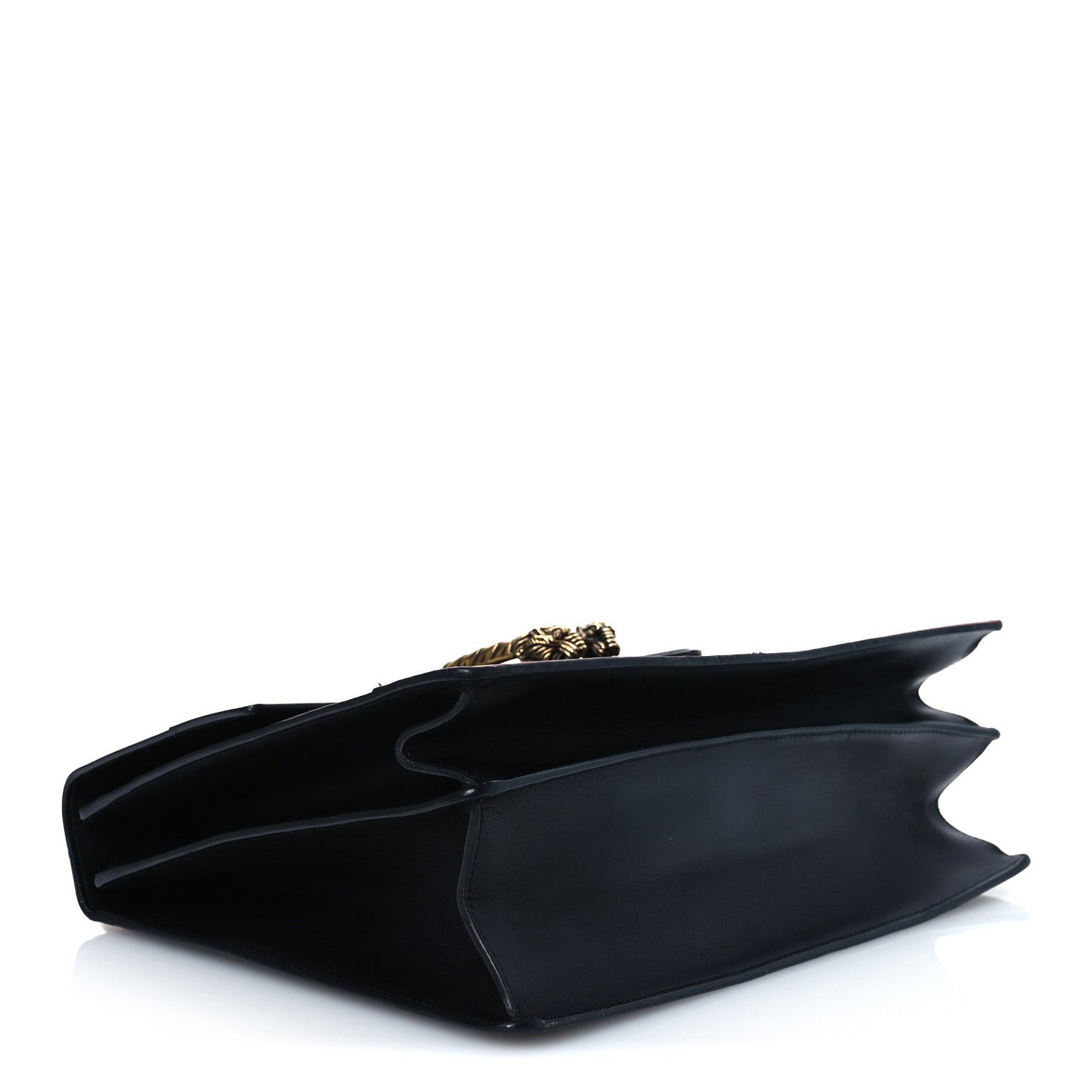 Gucci Calfskin Bamboo Web Large Dionysus Top Handle Bag Black Bright Evergreen Hibiscus Red