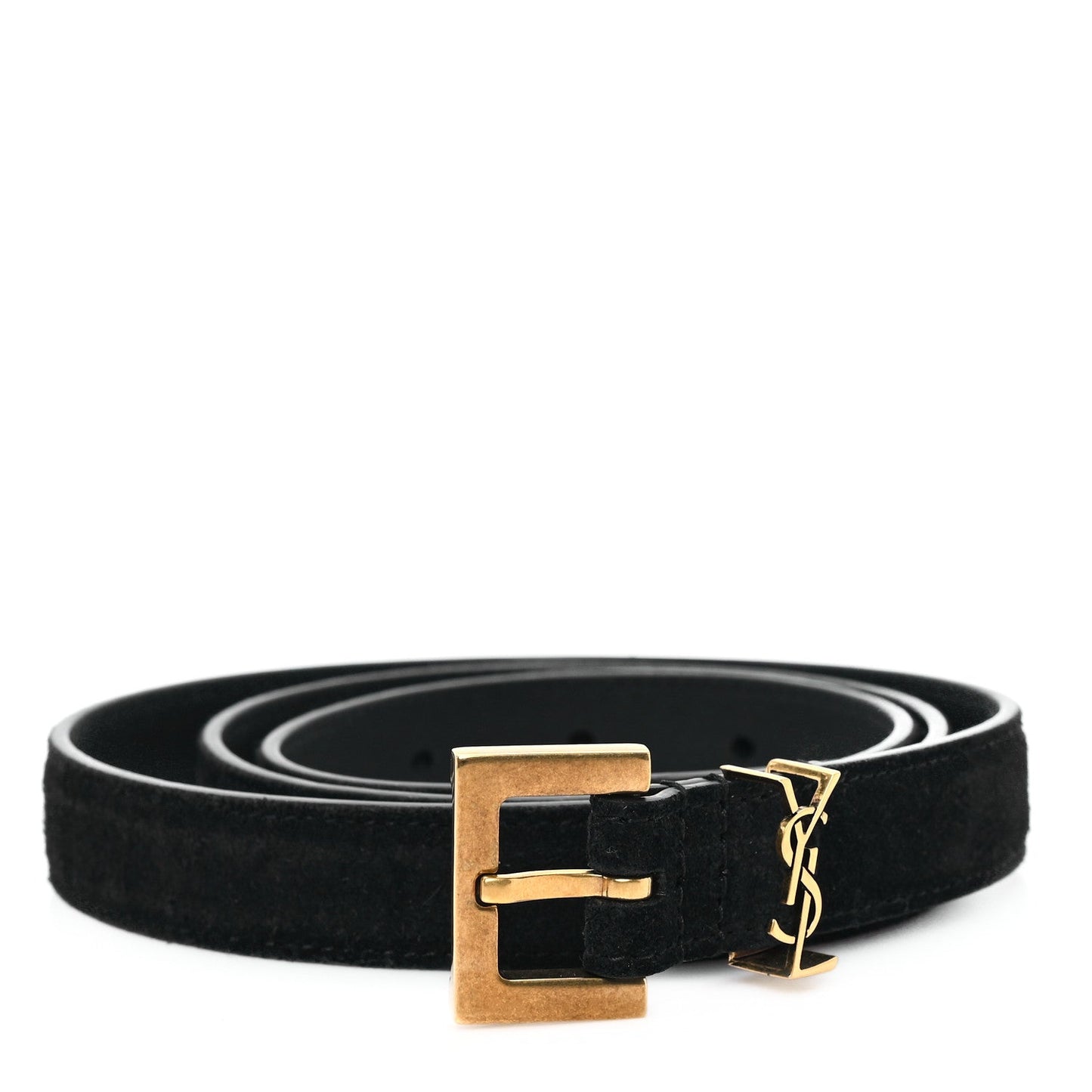 Saint Laurent Suede Calfskin Monogram Square Buckle Belt 85 34 Black