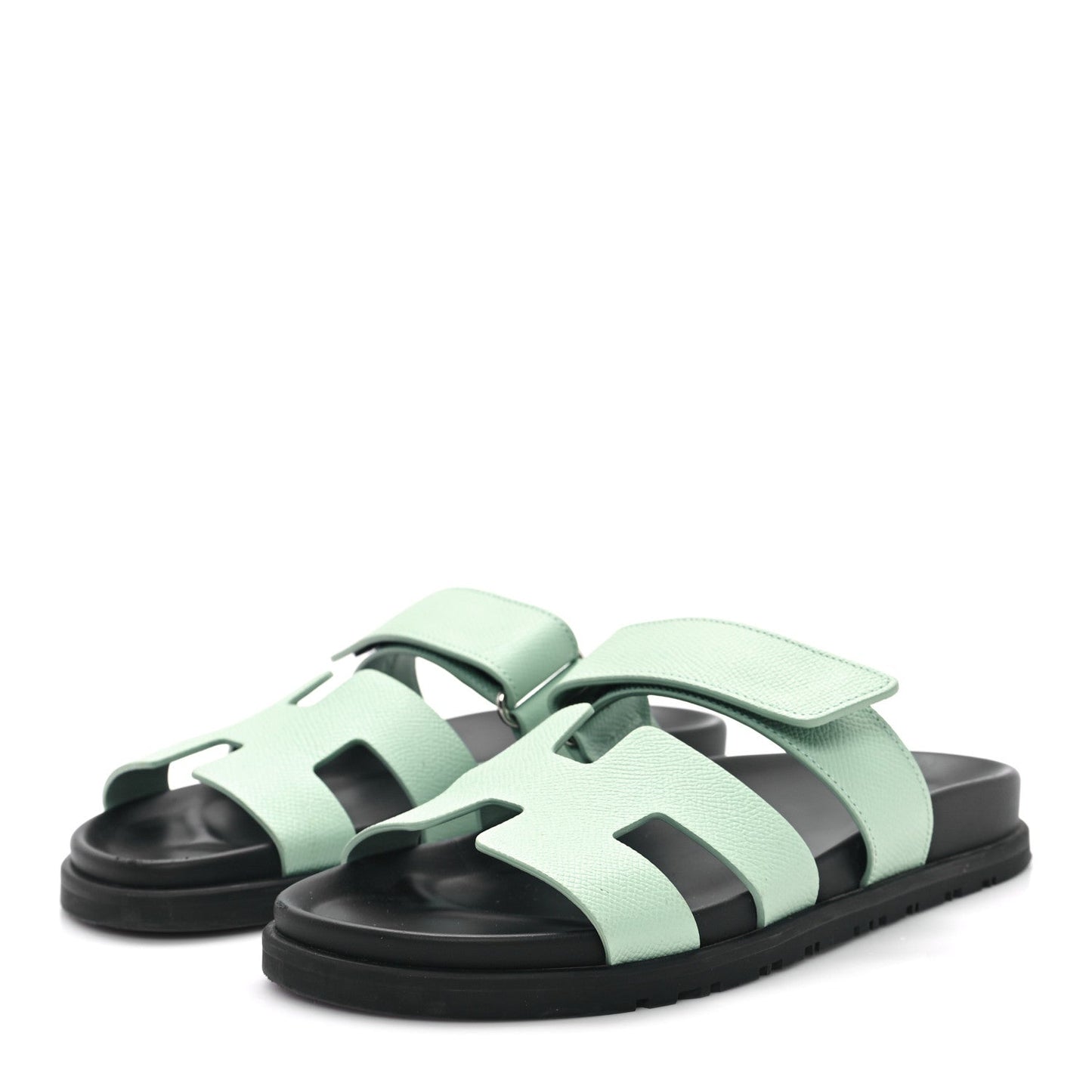 Hermes Epsom Womens Chypre Sandals 37.5 Vert Jade