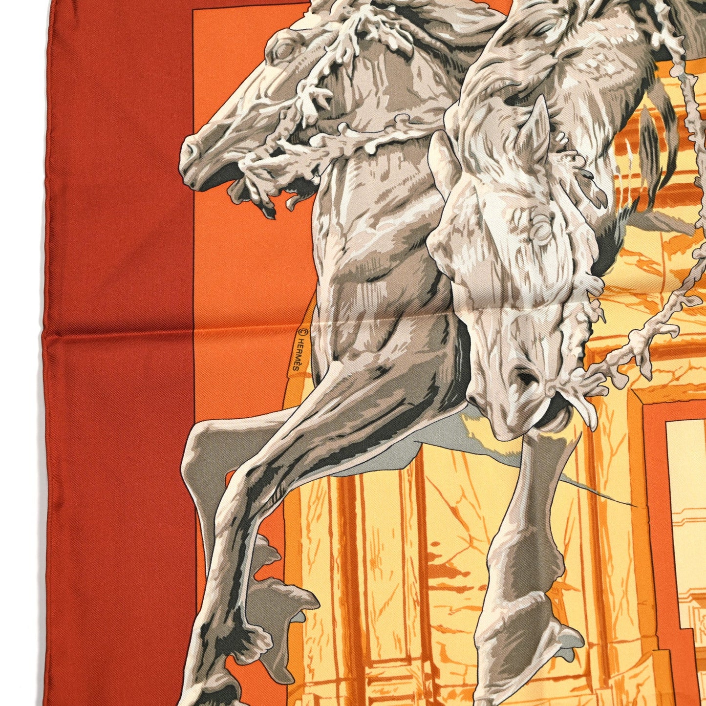 Hermes Silk La Fontaine De Bartholdi Scarf 90