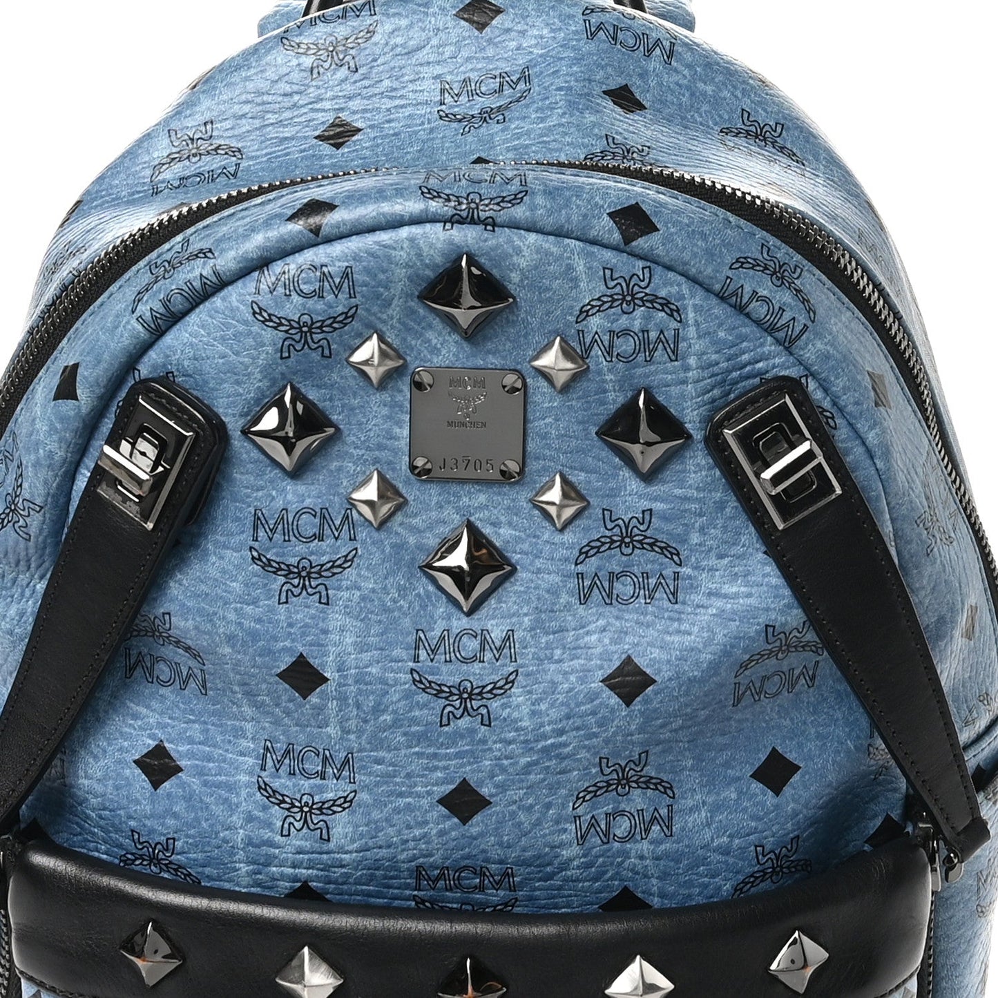 MCM MCM Visetos Studded Small Dual Stark Backpack Denim