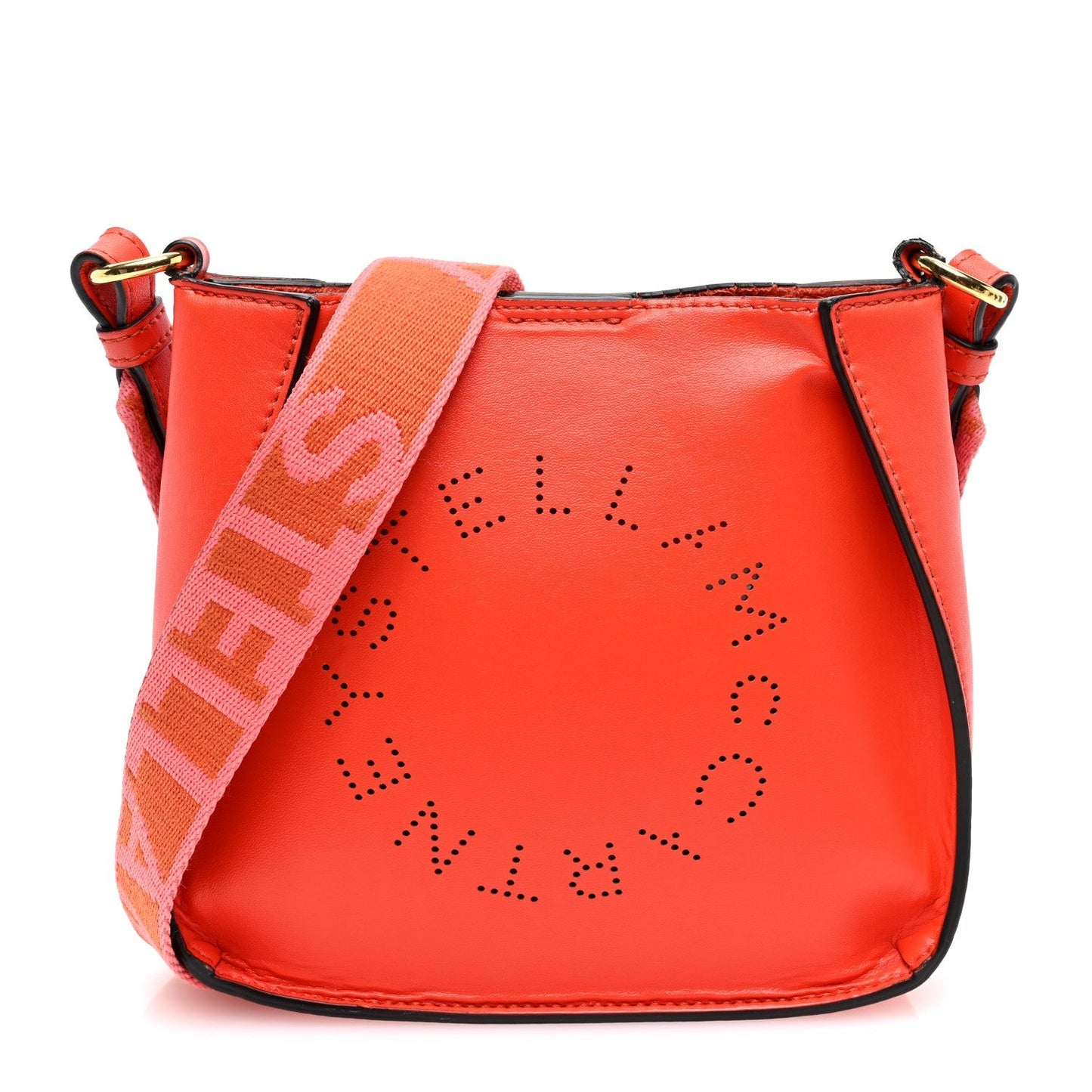 Stella McCartney Eco Alter Nappa Perforated Logo Mini Crossbody Orange