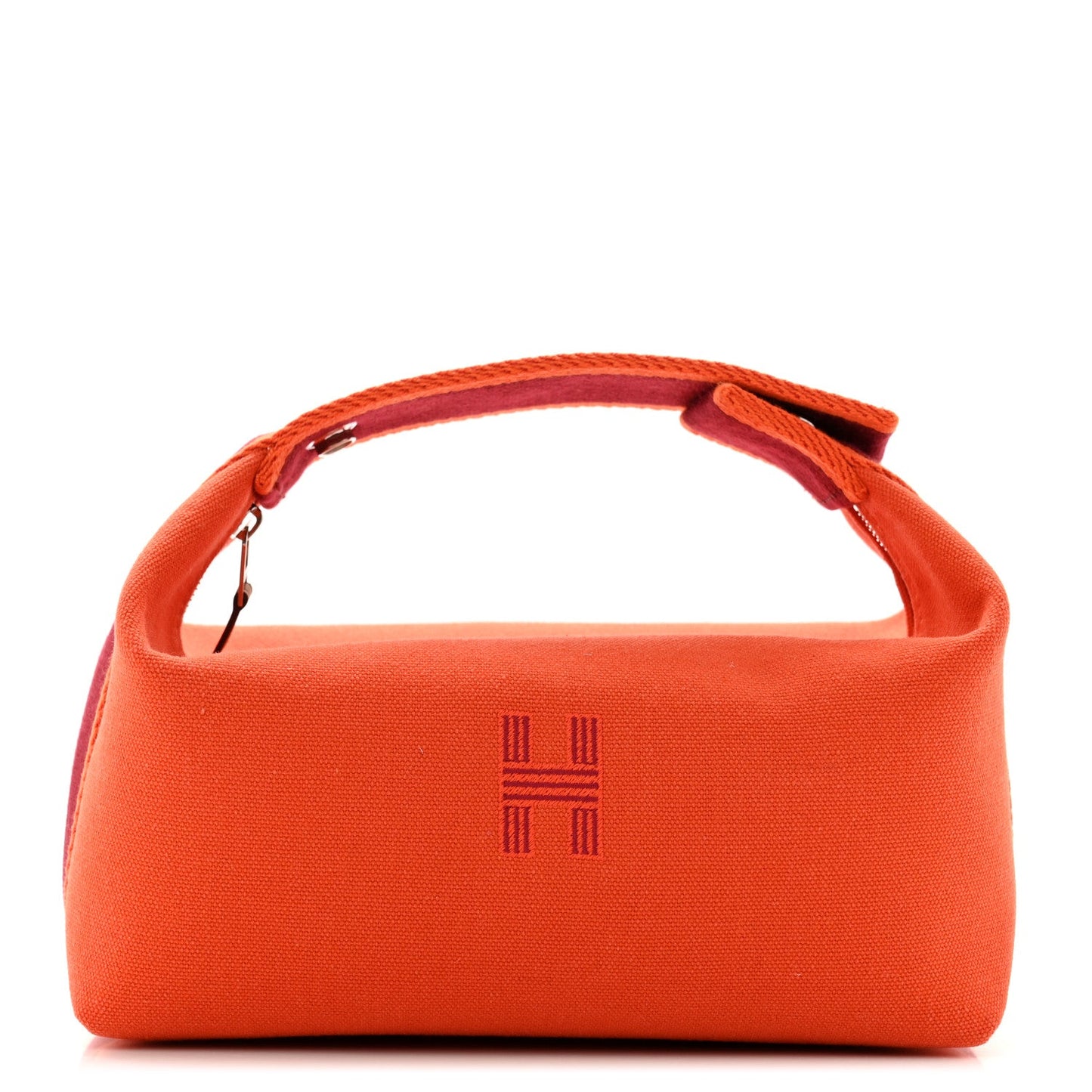 Hermes Canvas Small Bride-A-Brac Pouch Orange Burgundy