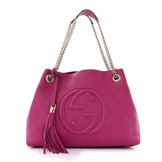 Gucci Cellarius Calfskin Medium Soho Chain Shoulder Bag Bright Bouganville