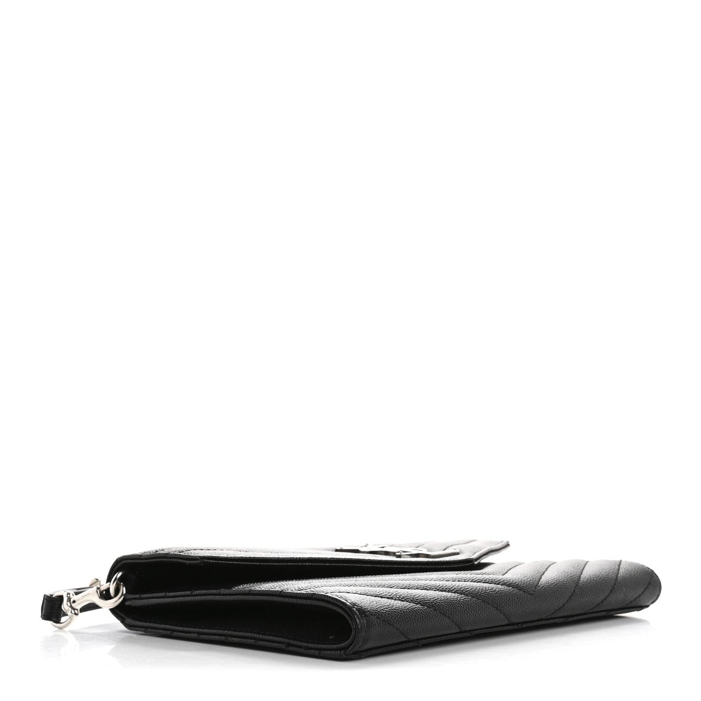 Saint Laurent Grain De Poudre Matelasse Chevron Monogram Envelope Clutch Black