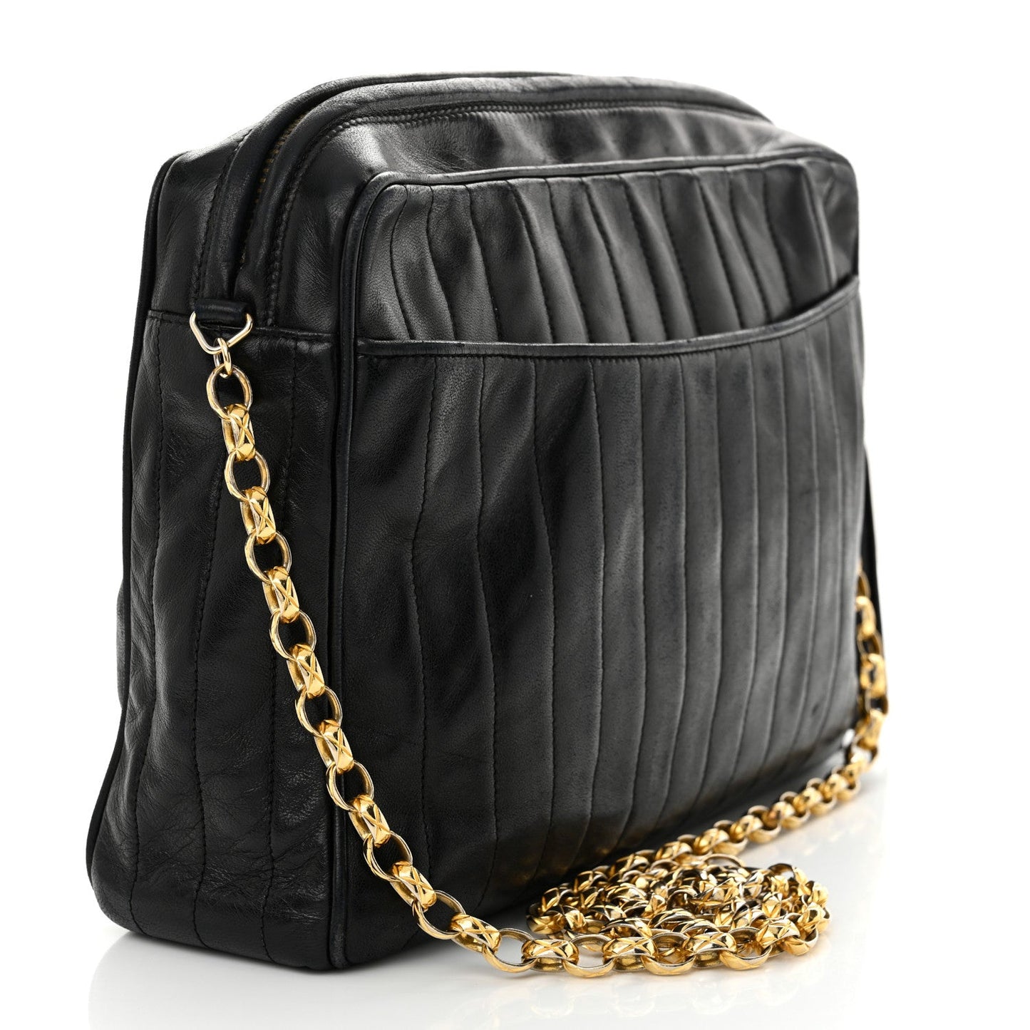 Chanel Lambskin Vertical Quilted Tassel Camera Case Black