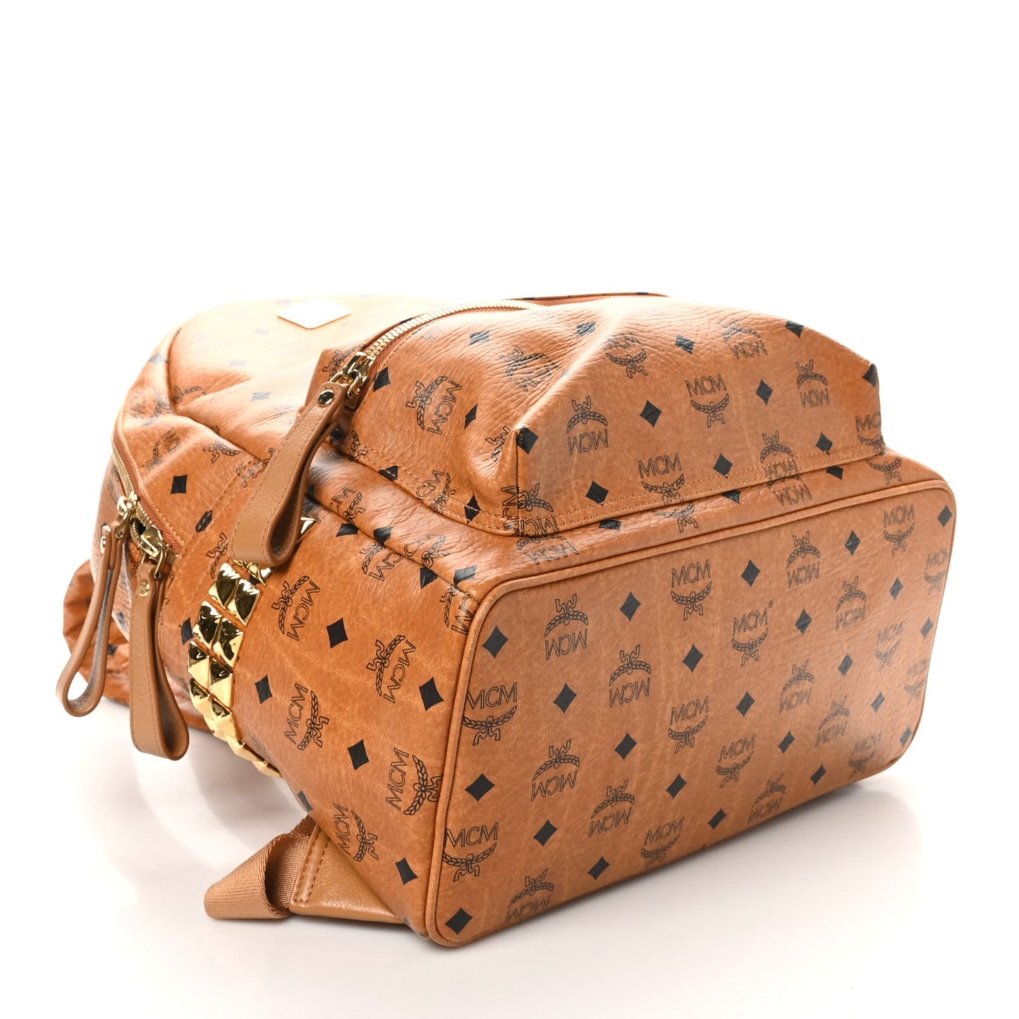 MCM Visetos Medium Side Studs Stark Backpack Cognac