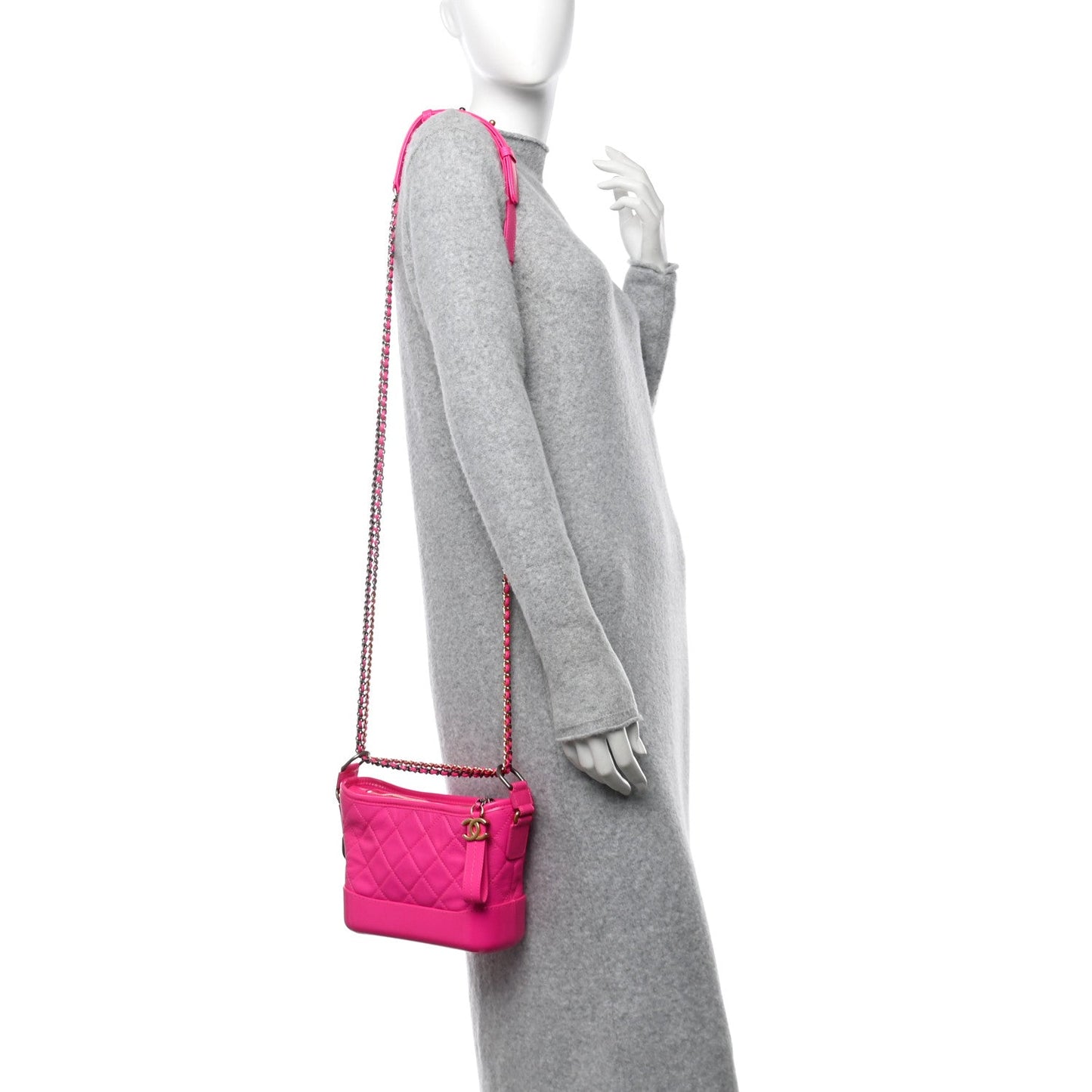Chanel Goatskin Quilted Small Gabrielle Hobo Pink