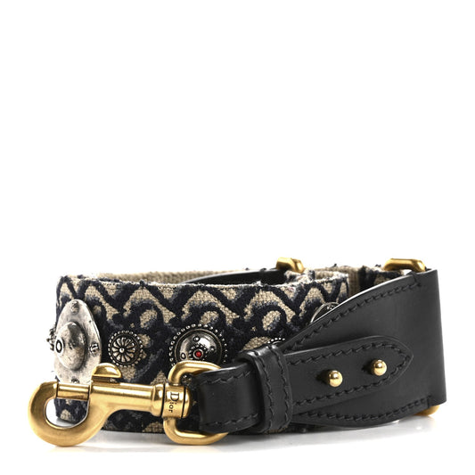Christian Dior Oblique Studded Shoulder Strap Blue
