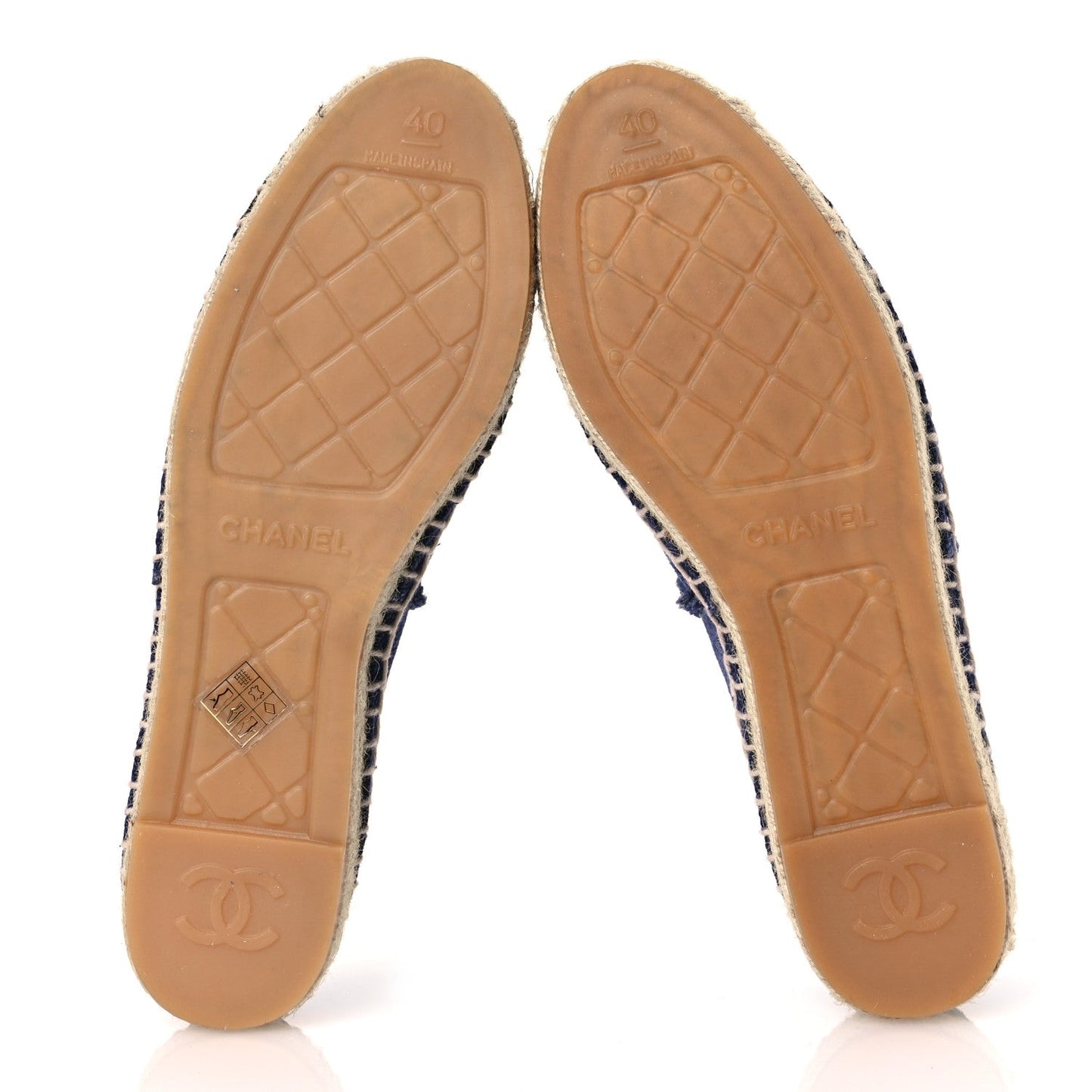 Chanel Denim Toile CC Espadrilles 40 Navy Black