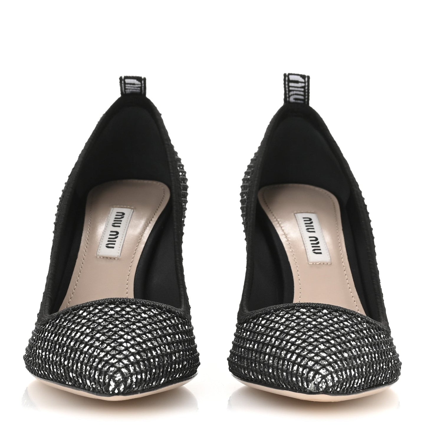 Miu Miu Glitter Rete 85 Pumps 35.5 Silver Black