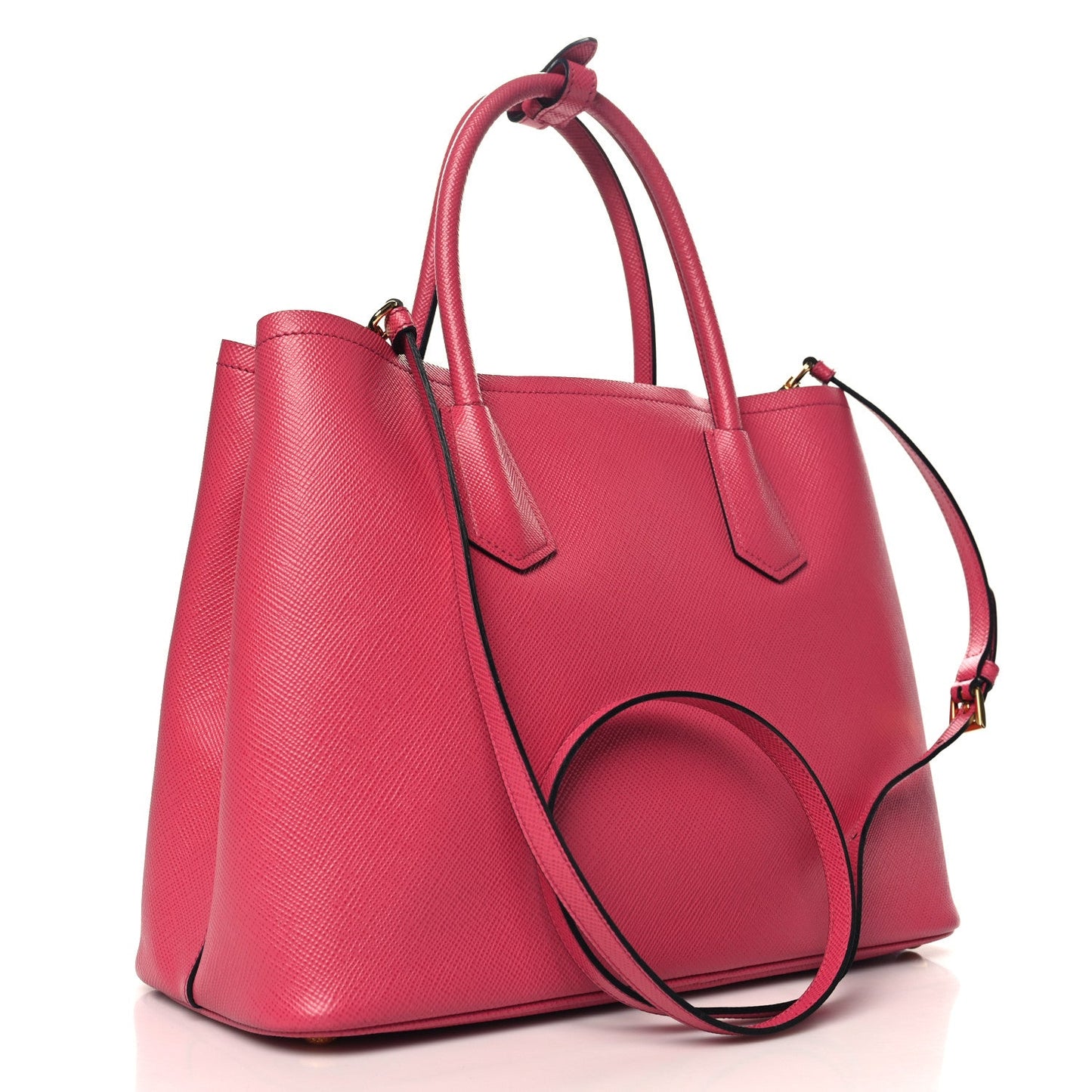 Prada Saffiano Cuir Medium Double Bag Peonia