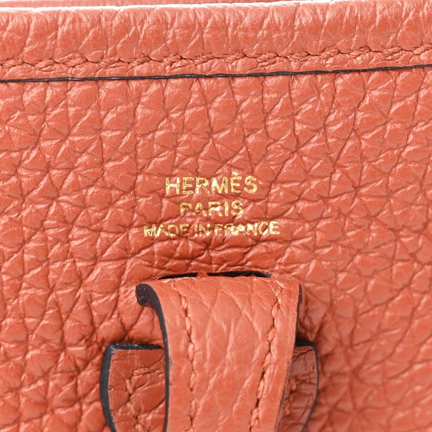 Hermes Taurillon Clemence Maxi Quadrille Evelyne TPM Cuivre Capucine Parme Rouge Duchess