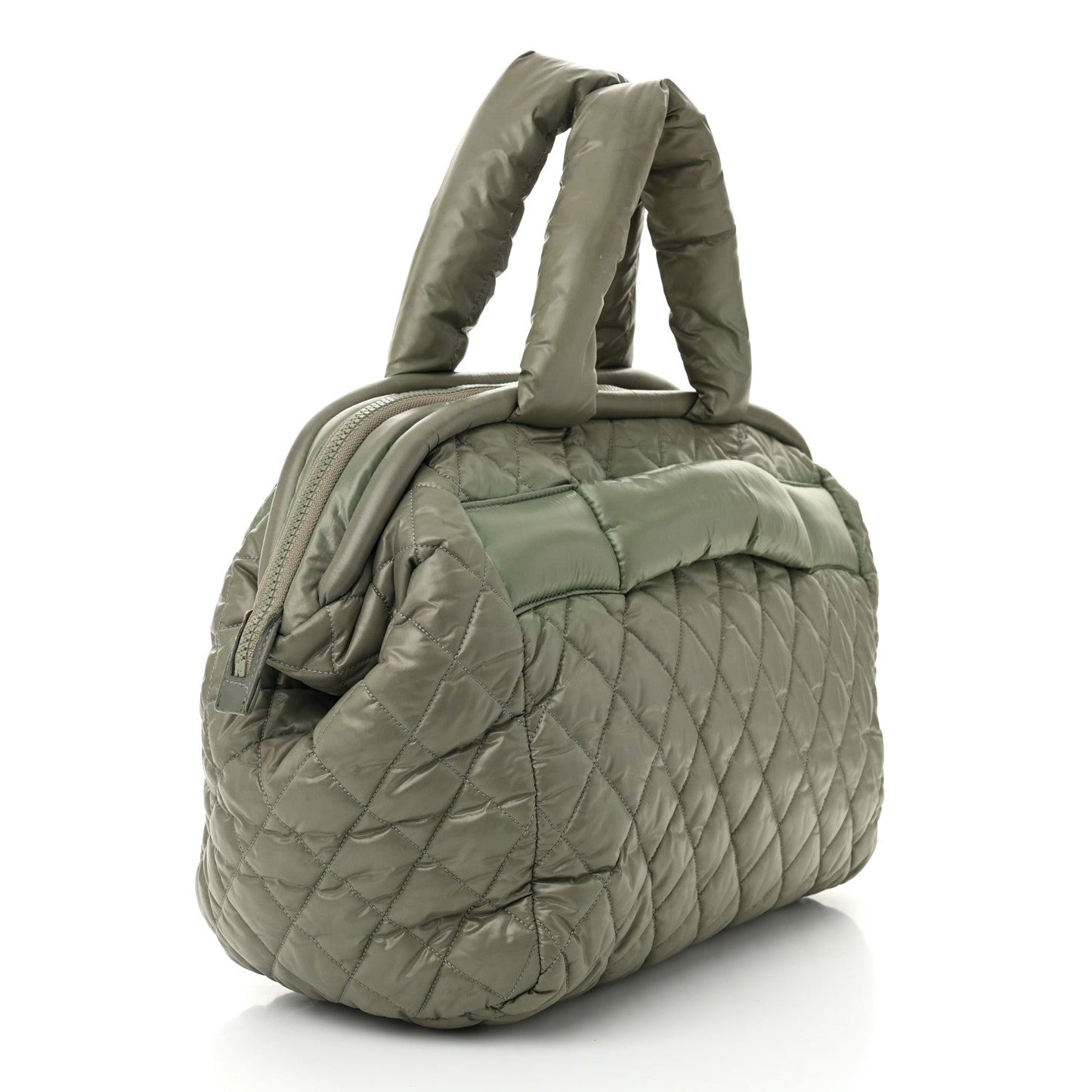Chanel Nylon Quilted Coco Cocoon Bowler Green