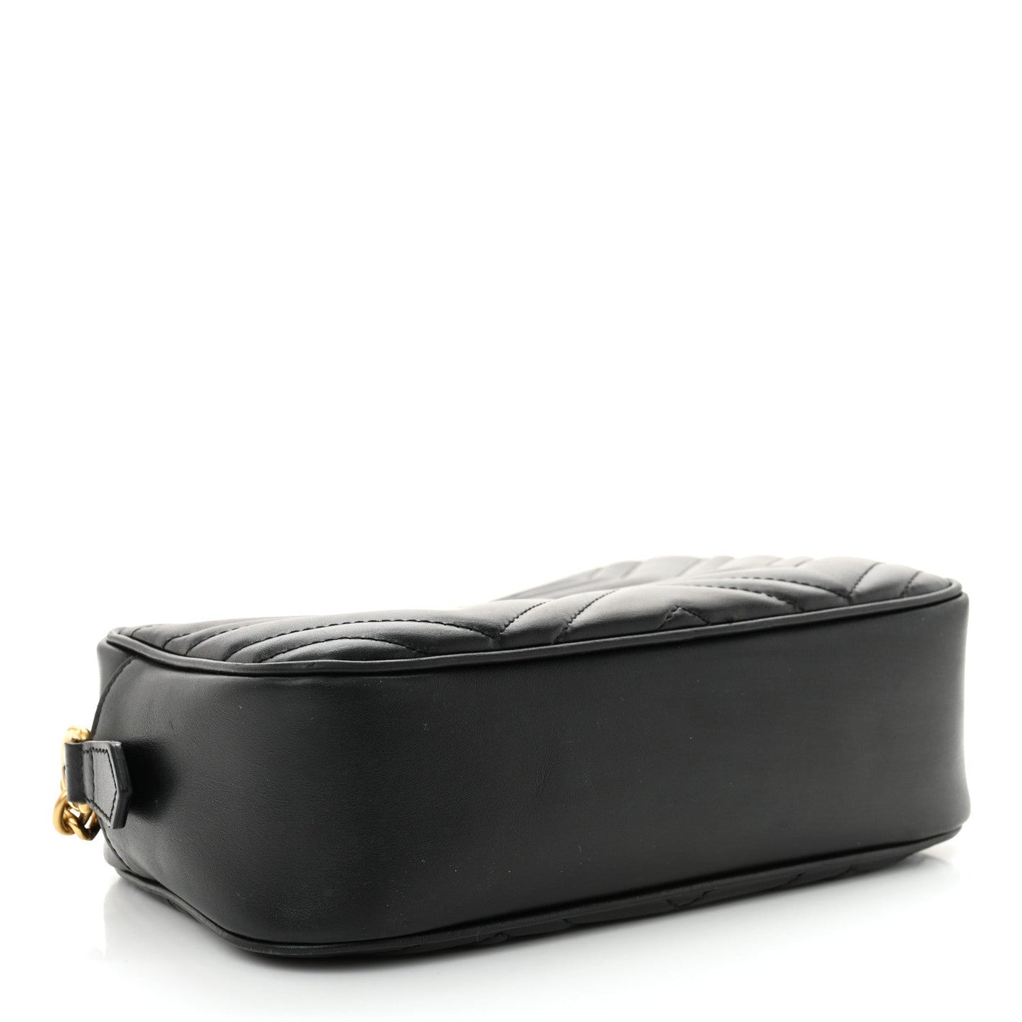 Gucci Calfskin Matelasse Small GG Marmont Chain Shoulder Bag Black
