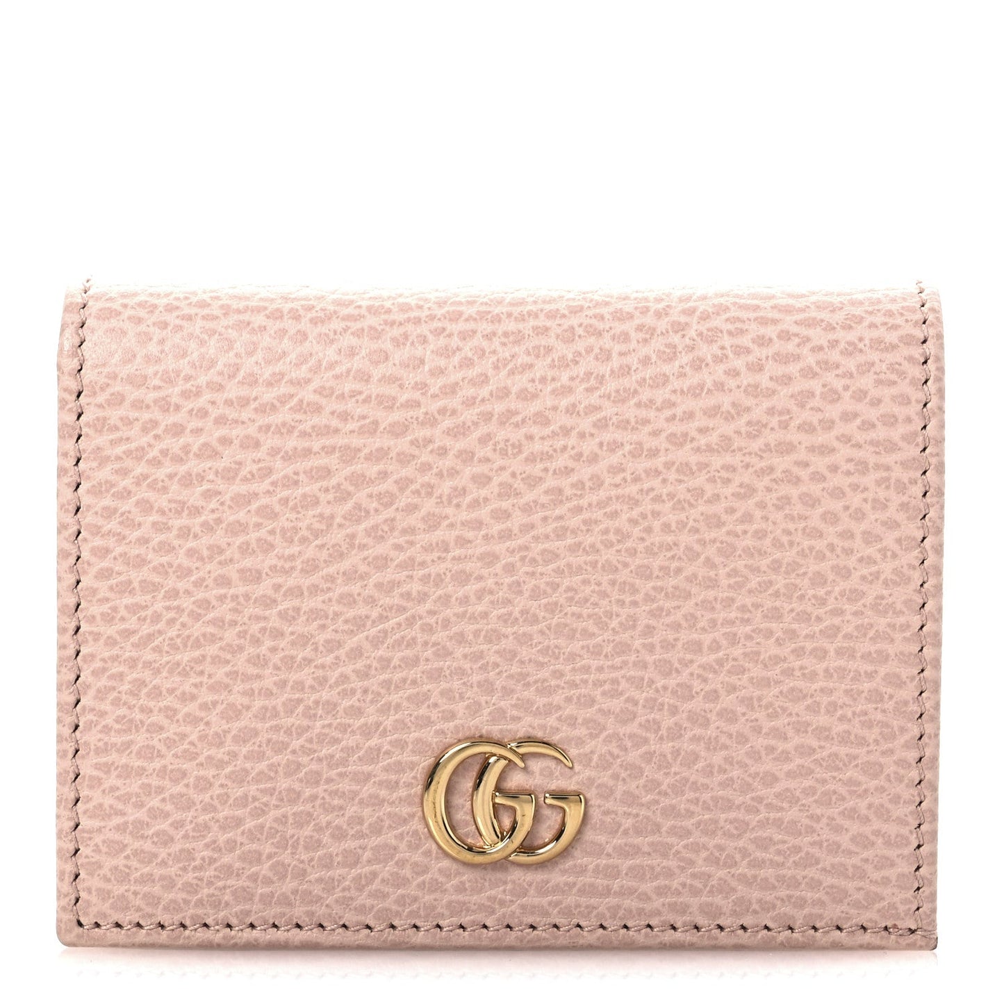 Gucci Dollar Calfskin GG Marmont Card Case Perfect Pink