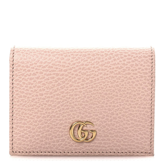 Gucci Dollar Calfskin GG Marmont Card Case Perfect Pink