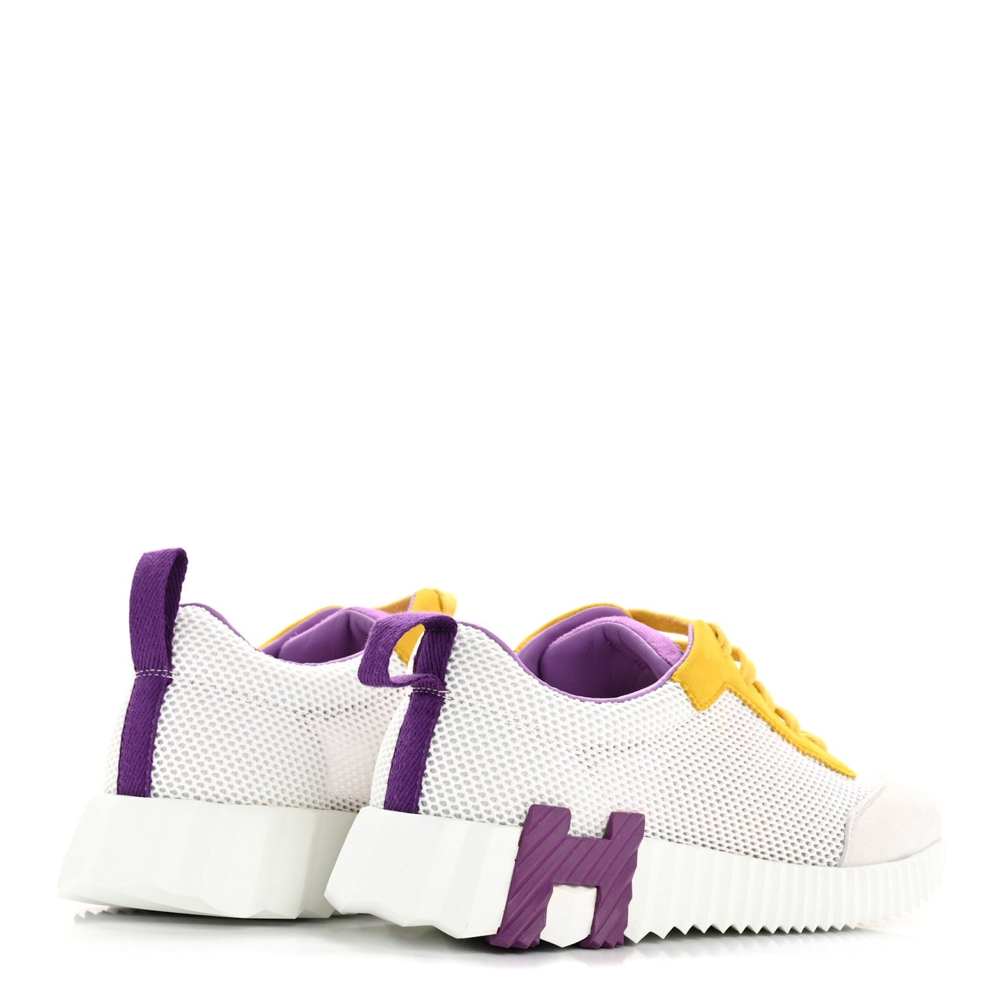 Hermes Air Mesh Suede Goatskin Bouncing Sneakers 36 White Multicolor