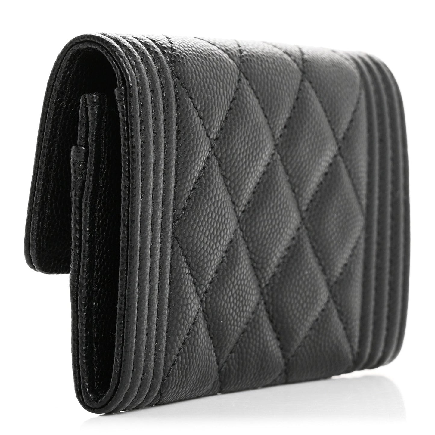 Chanel Caviar Quilted Boy Flap Card Holder Black