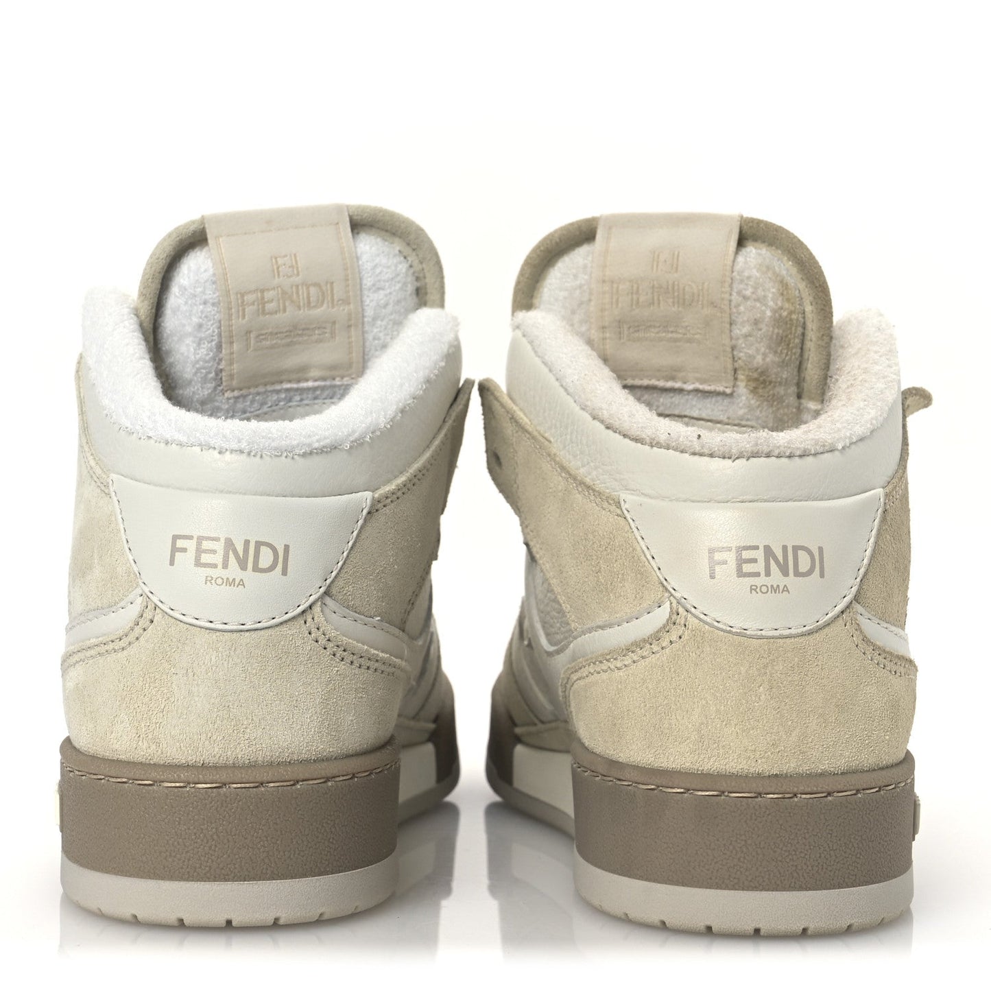 Fendi Suede Vitello Match High Top Sneakers 37 Ice White Ice Fendi White