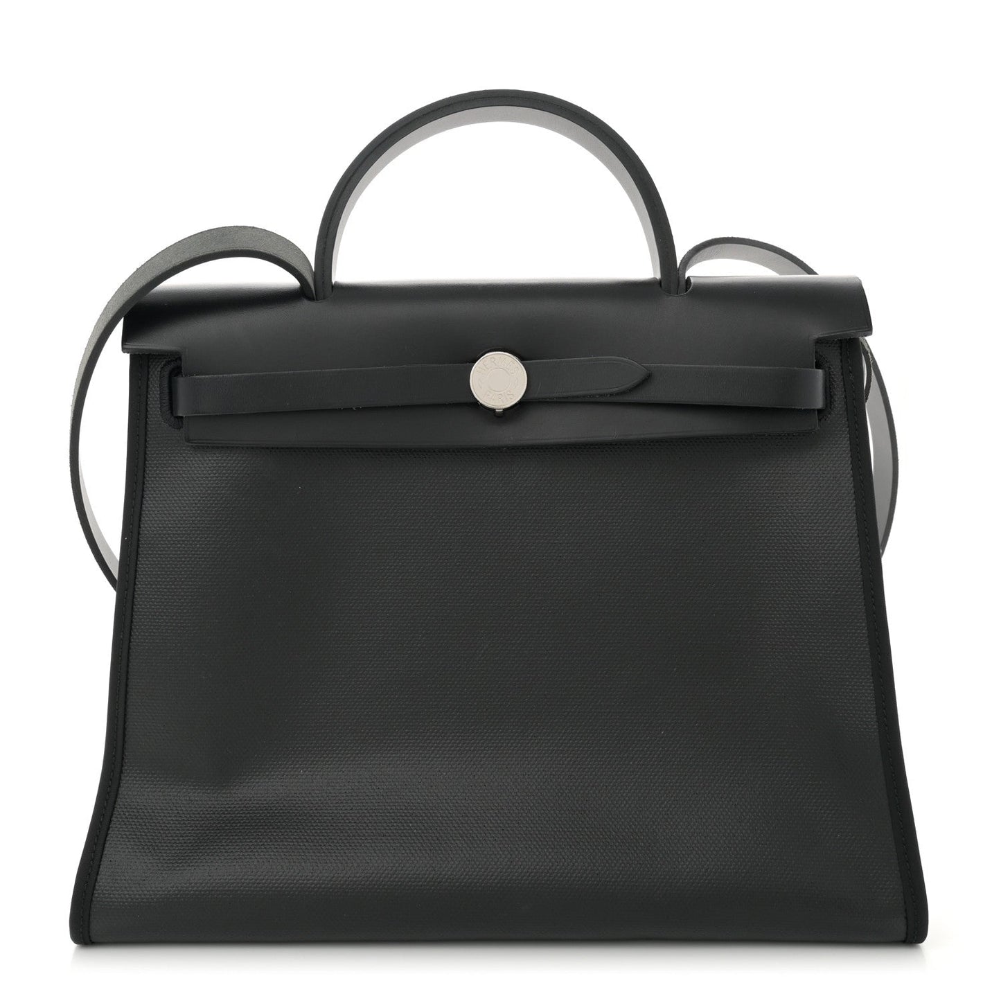 Hermes Toile H Berline Vache Hunter Herbag Zip PM 31 Black Ecru