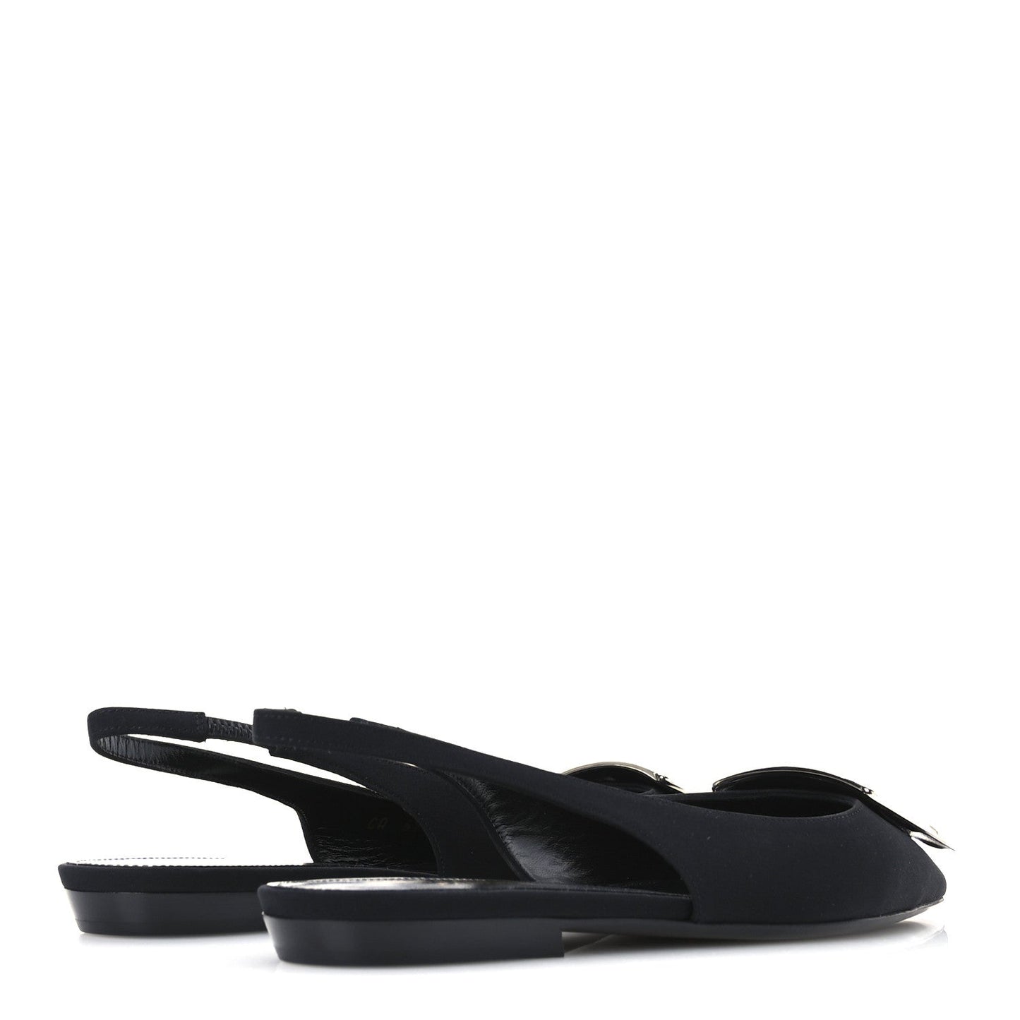 Saint Laurent Crepe De Chine Vivi 10 Plate Slingback Flats 37 Black