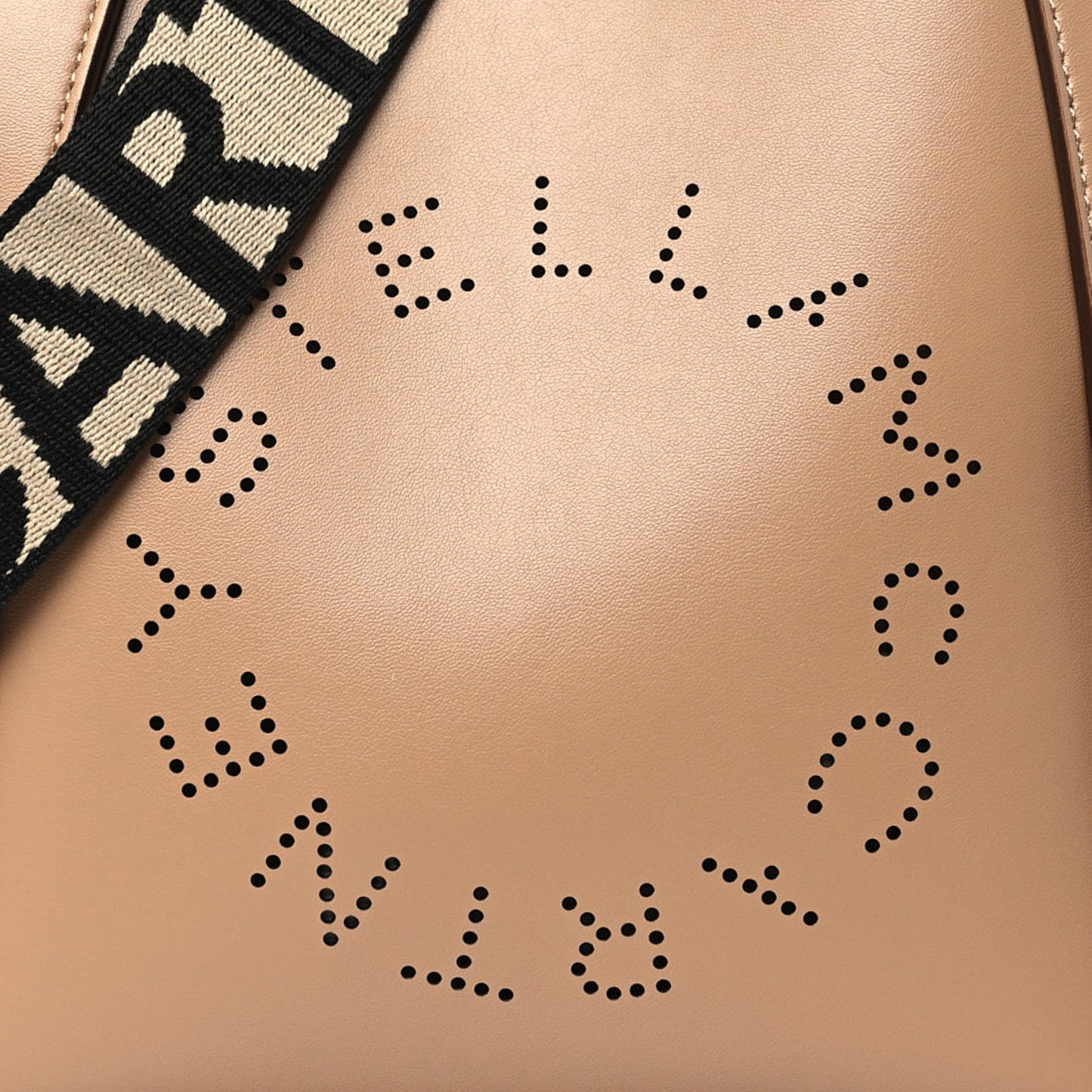 Stella McCartney Eco Alter Nappa Perforated Logo Mini Crossbody Sand