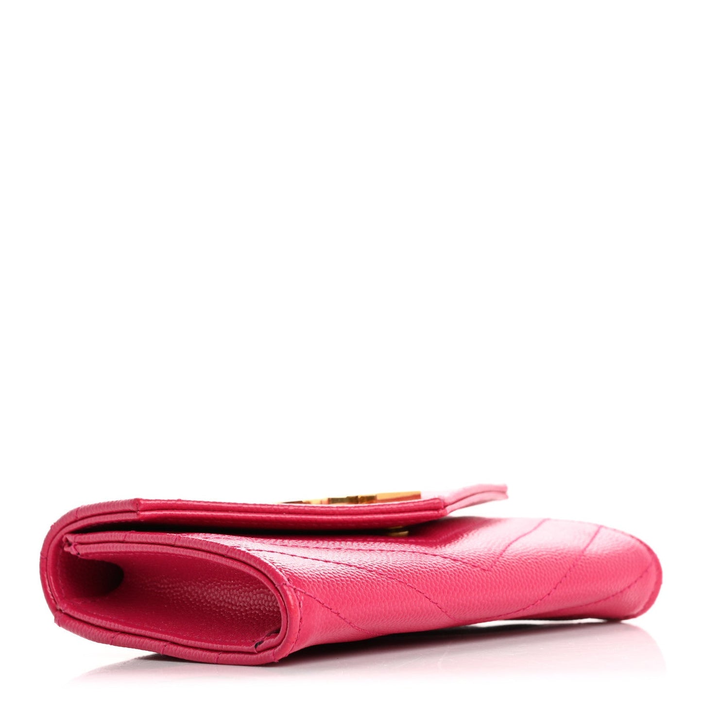 Saint Laurent Grain De Poudre Matelasse Chevron Small Monogram Envelope Wallet Bubblegum