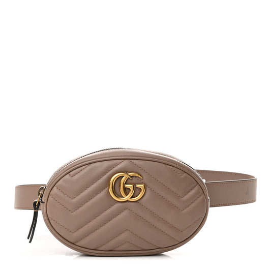 Gucci Calfskin Matelasse GG Marmont Belt Bag 85 34 Porcelain Rose