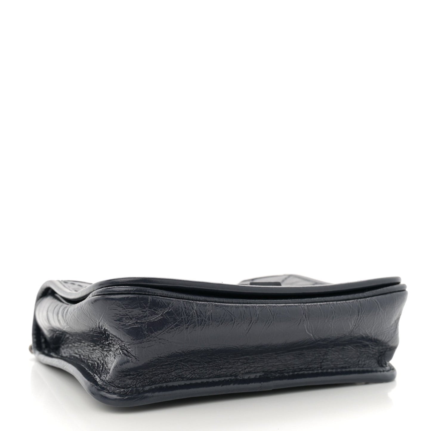 Saint Laurent Crinkled Calfskin Matelasse Monogram Niki Chain Wallet Deep Marine