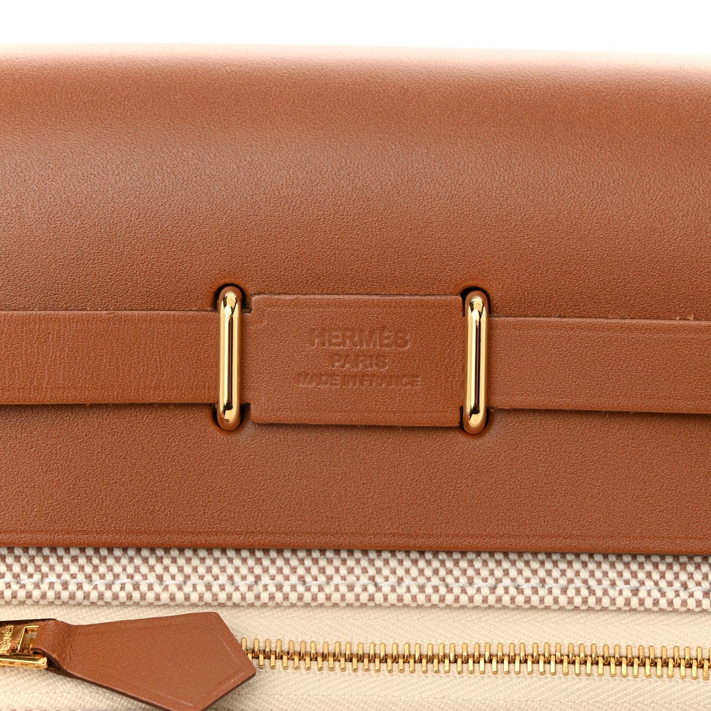 Hermes Military Toile Vache Hunter Herbag Zip Retourne 20 Ecru Beige Fauve