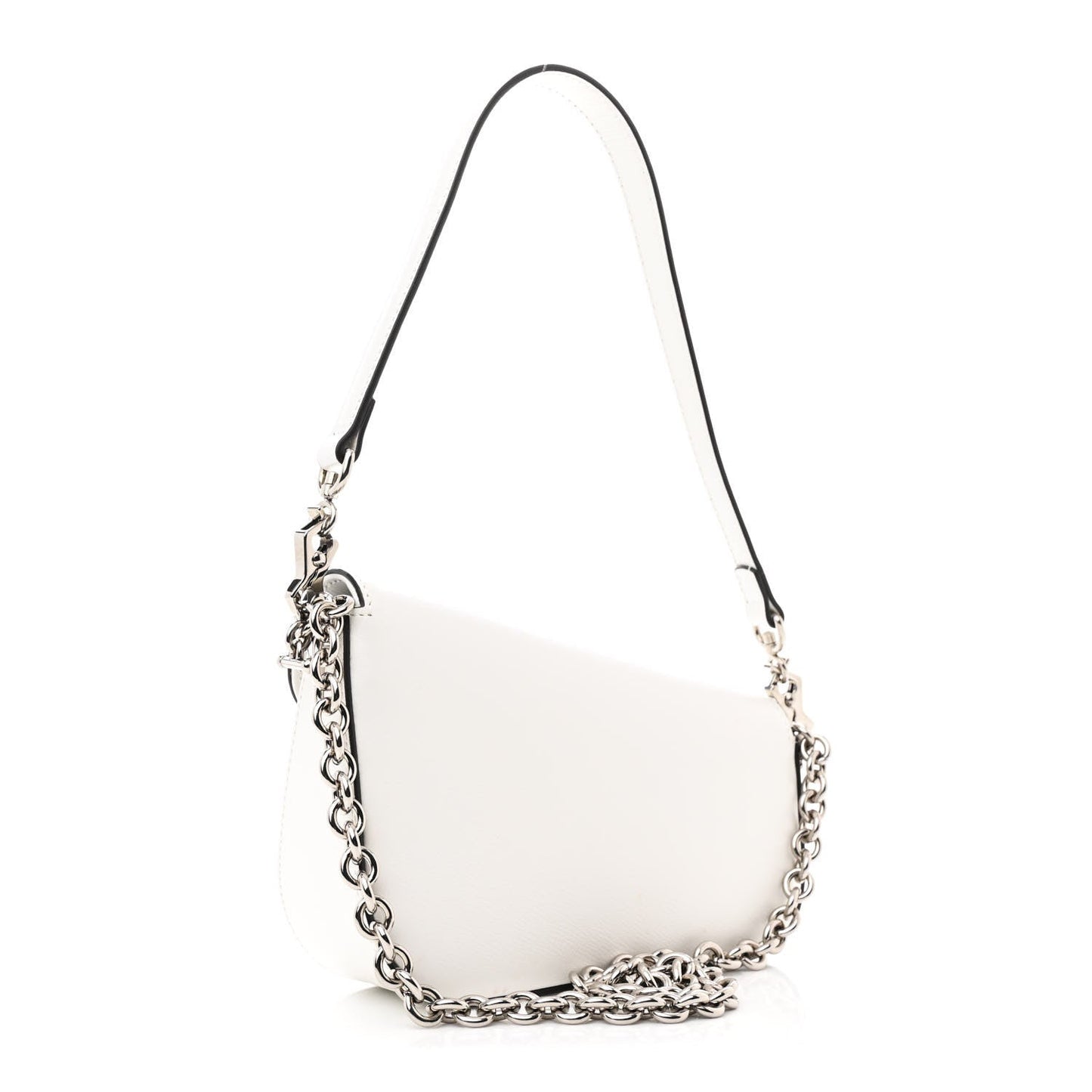 Gucci Calfskin Mini Horsebit 1955 Asymmetric Shoulder Bag White