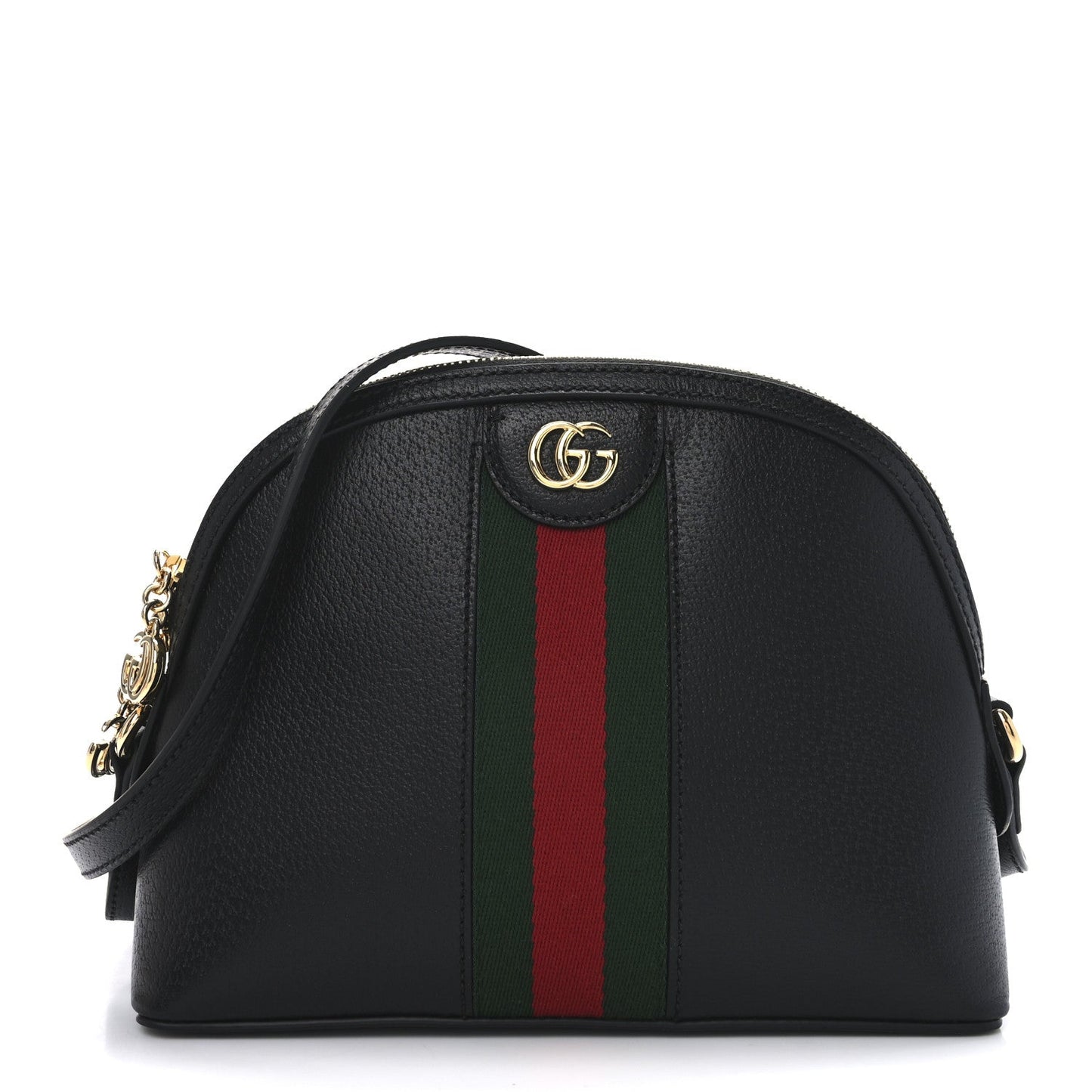 Gucci Calfskin GG Web Small Ophidia Dome Shoulder Bag Black