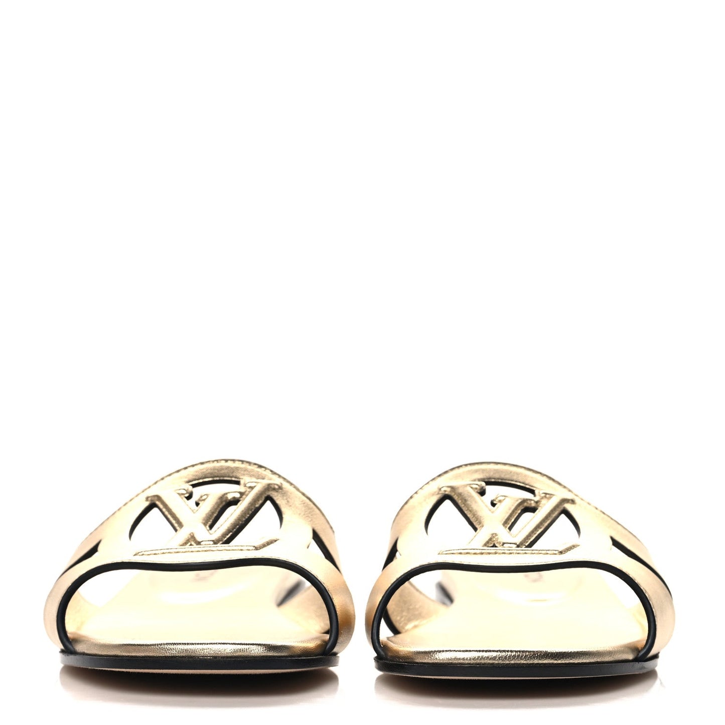 Louis Vuitton Metallic Calfskin LV Isola Flat Sandals Gold