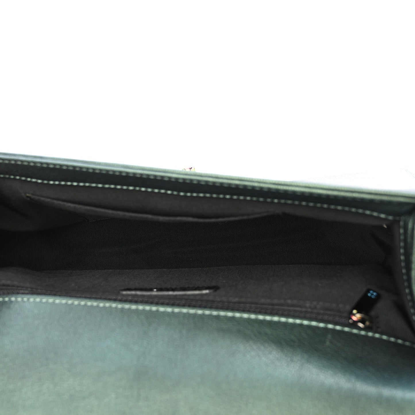 Chanel Iridescent Goatskin Quilted New Medium Boy Flap Green
