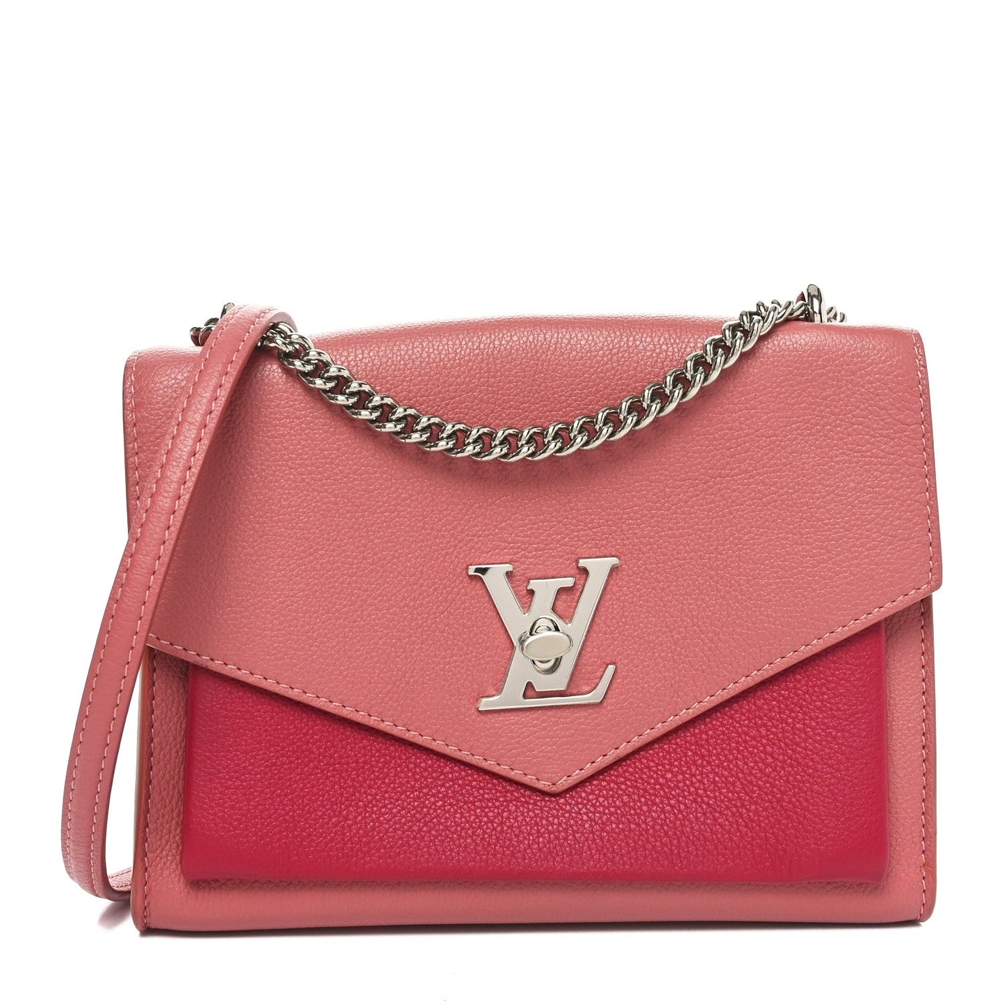 Louis Vuitton Soft Calfskin Mylockme Chain Bag BB Rose Boudoir Lie De Vin