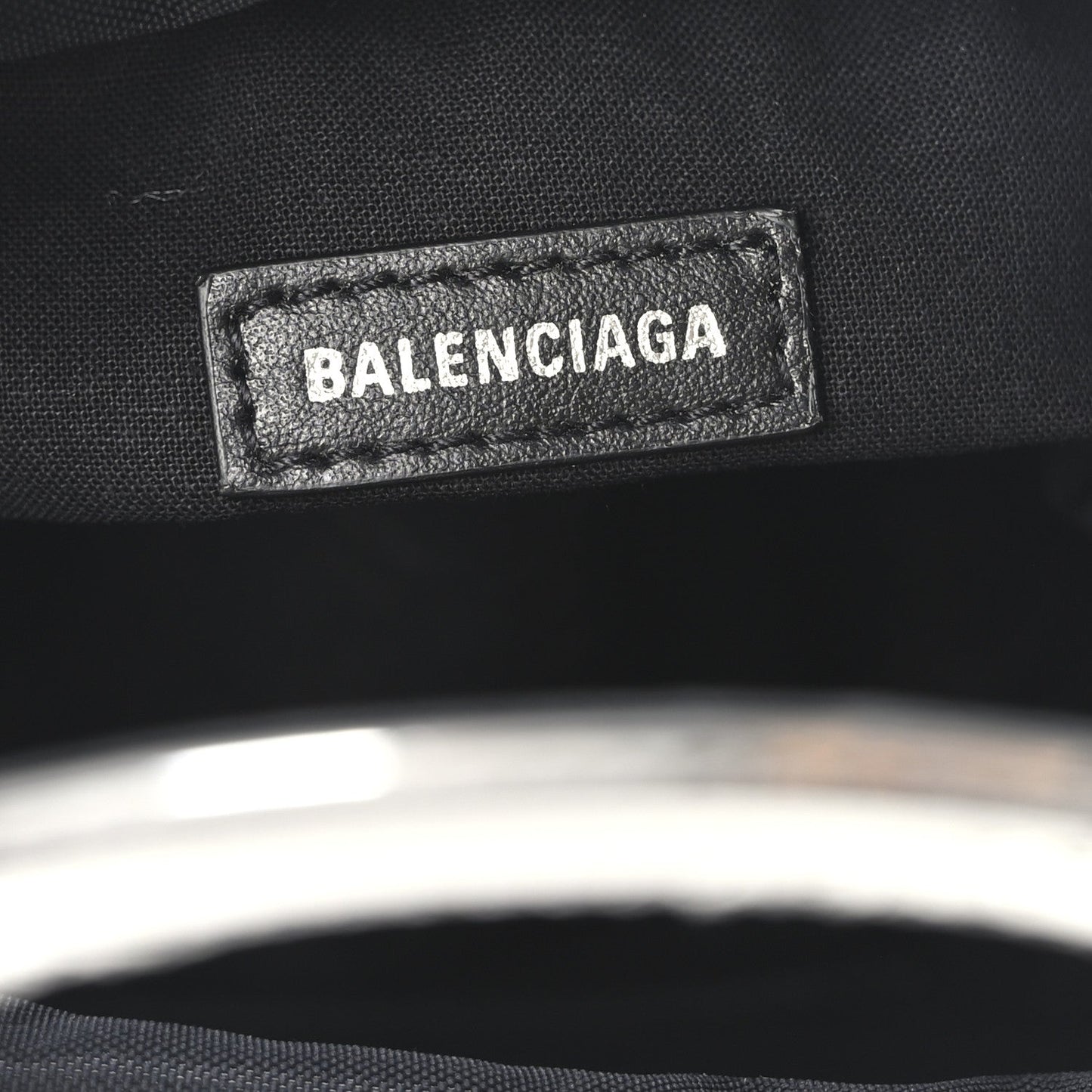 Balenciaga Patent Metallic Calfskin Small Neo Basket Tote Silver