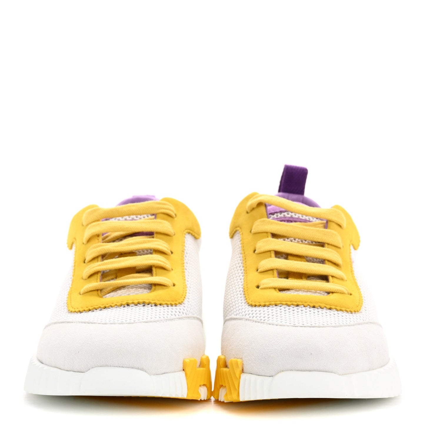 Hermes Air Mesh Suede Goatskin Bouncing Sneakers 36 White Multicolor