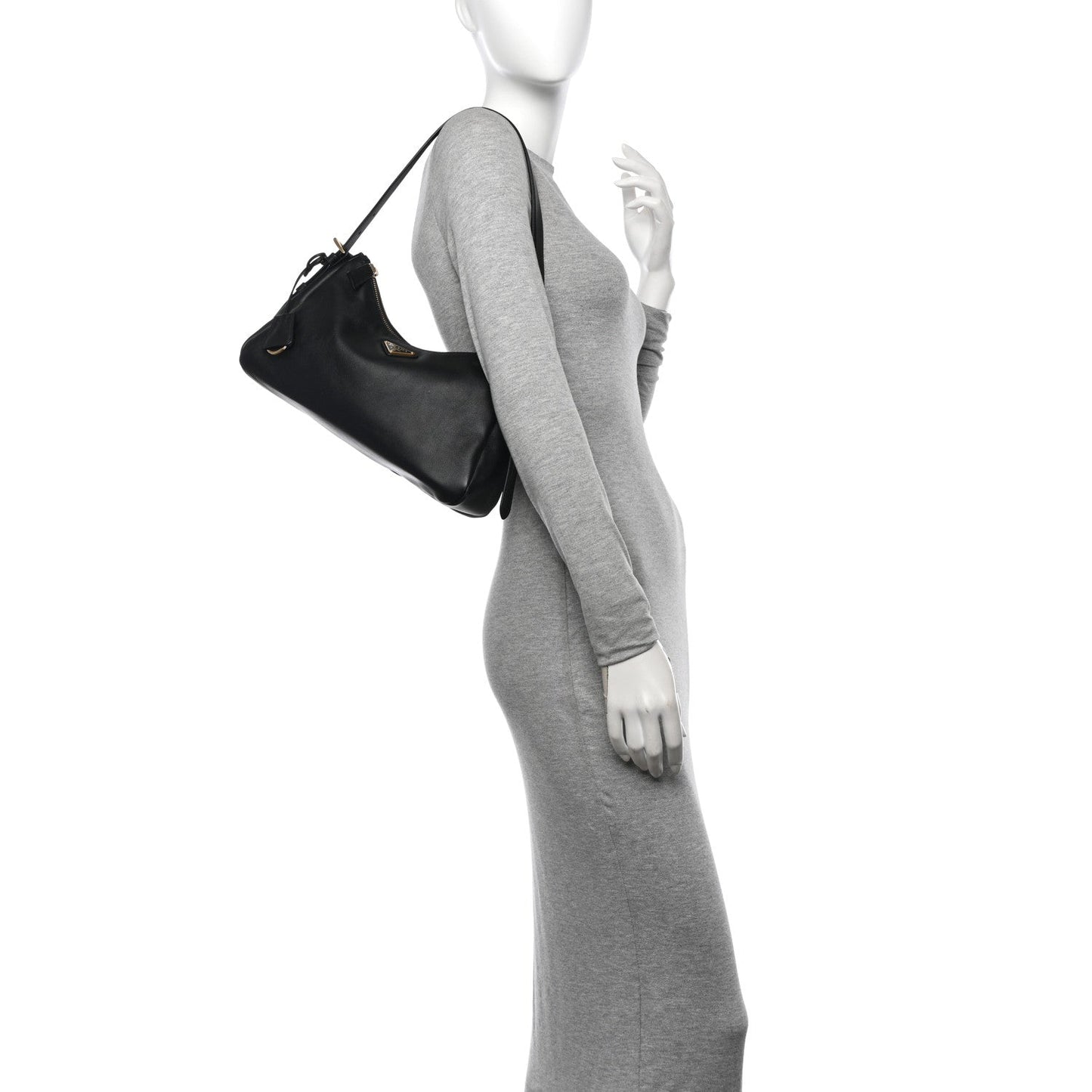 Prada Soft Calfskin Aimee Shoulder Bag Black