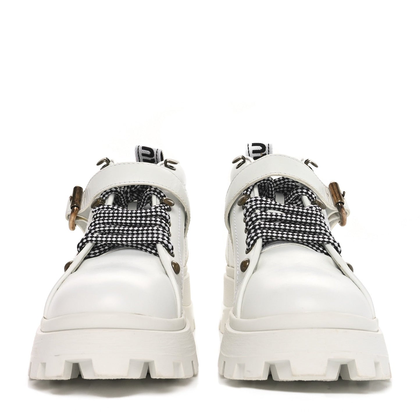 Miu Miu Calfskin Lace Up Ankle Boots 40 White