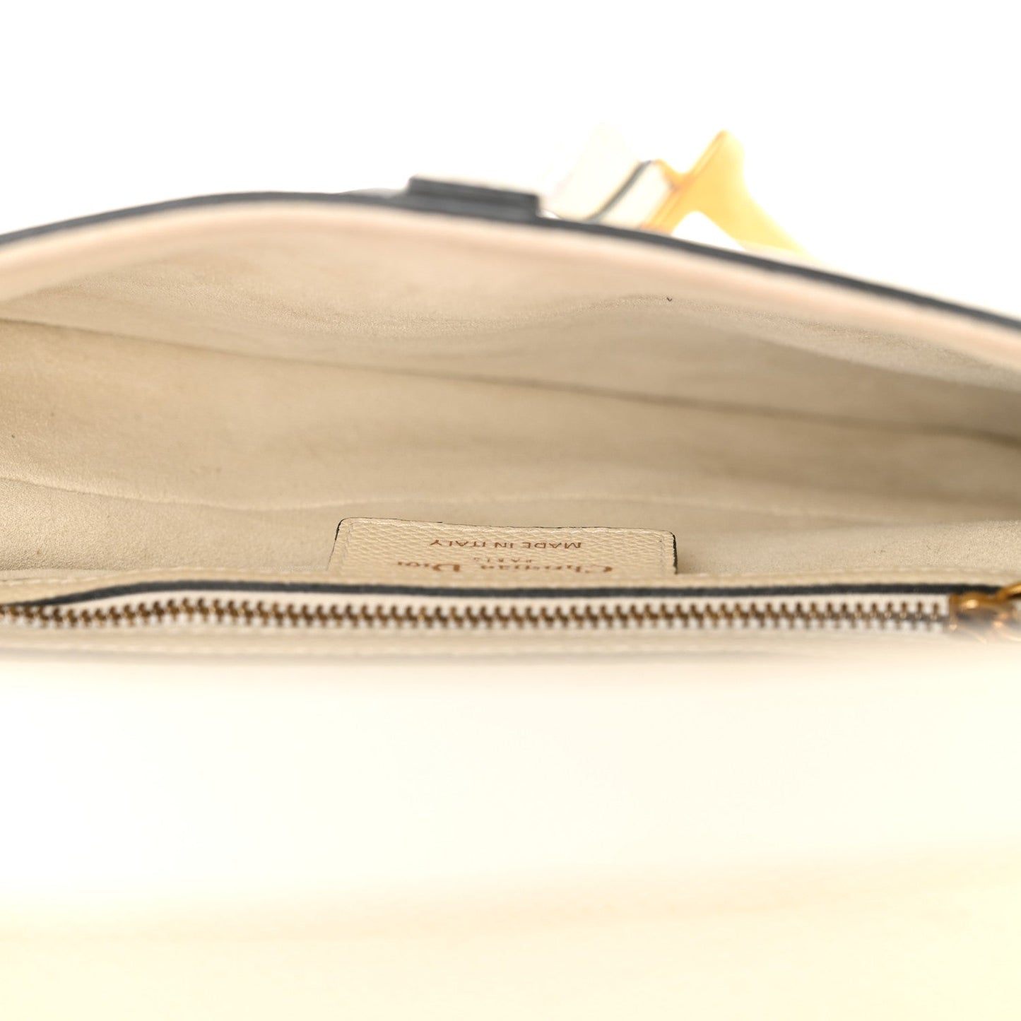Christian Dior Grained Calfskin Saddle Bag White