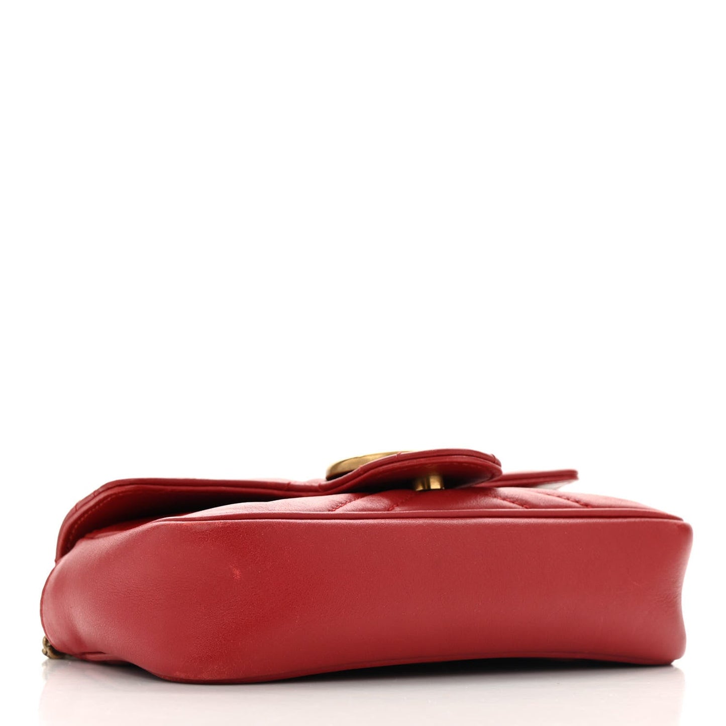 Gucci Calfskin Matelasse Super Mini GG Marmont Shoulder Bag Hibiscus Red