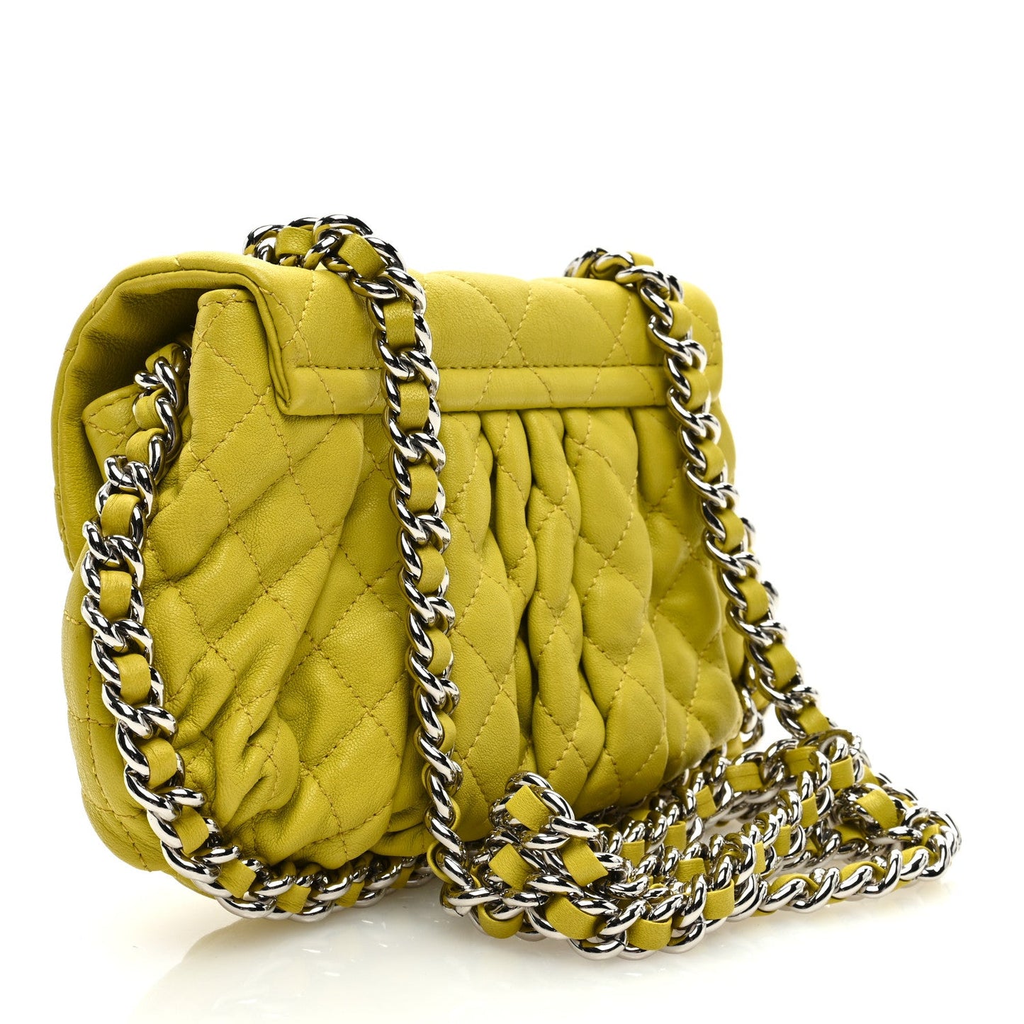 Chanel Washed Lambskin Quilted Mini Chain Around Flap Yellow