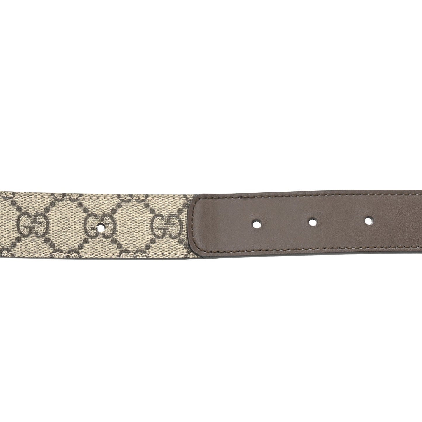Gucci GG Supreme Monogram Matte Plutone Calfskin Double G 30mm Belt 80 32 Beige Ebony New Acero
