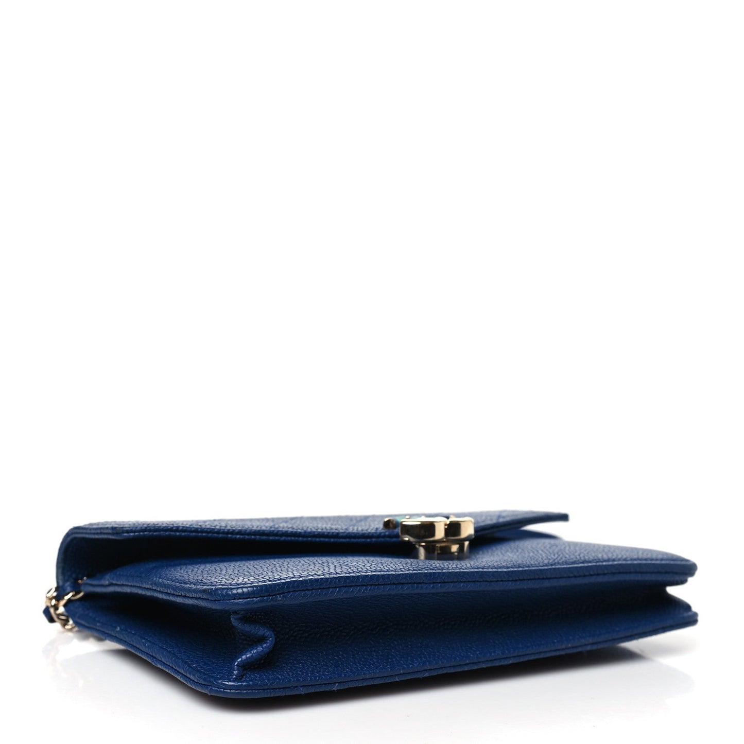 Chanel Grained Calfskin Quilted Cuba Wallet On Chain WOC Blue
