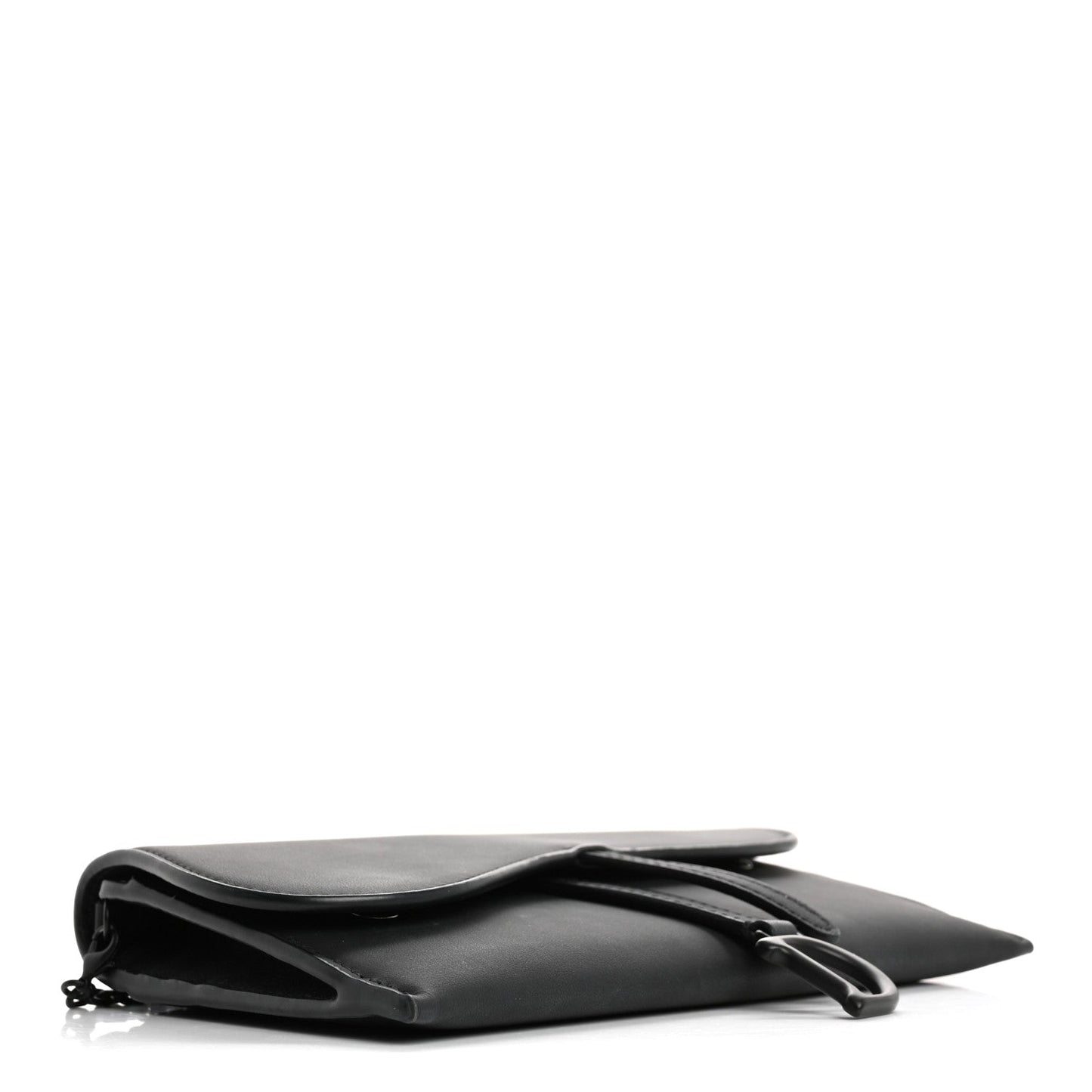 Christian Dior Ultra Matte Calfskin Saddle Chain Wallet Pouch Black