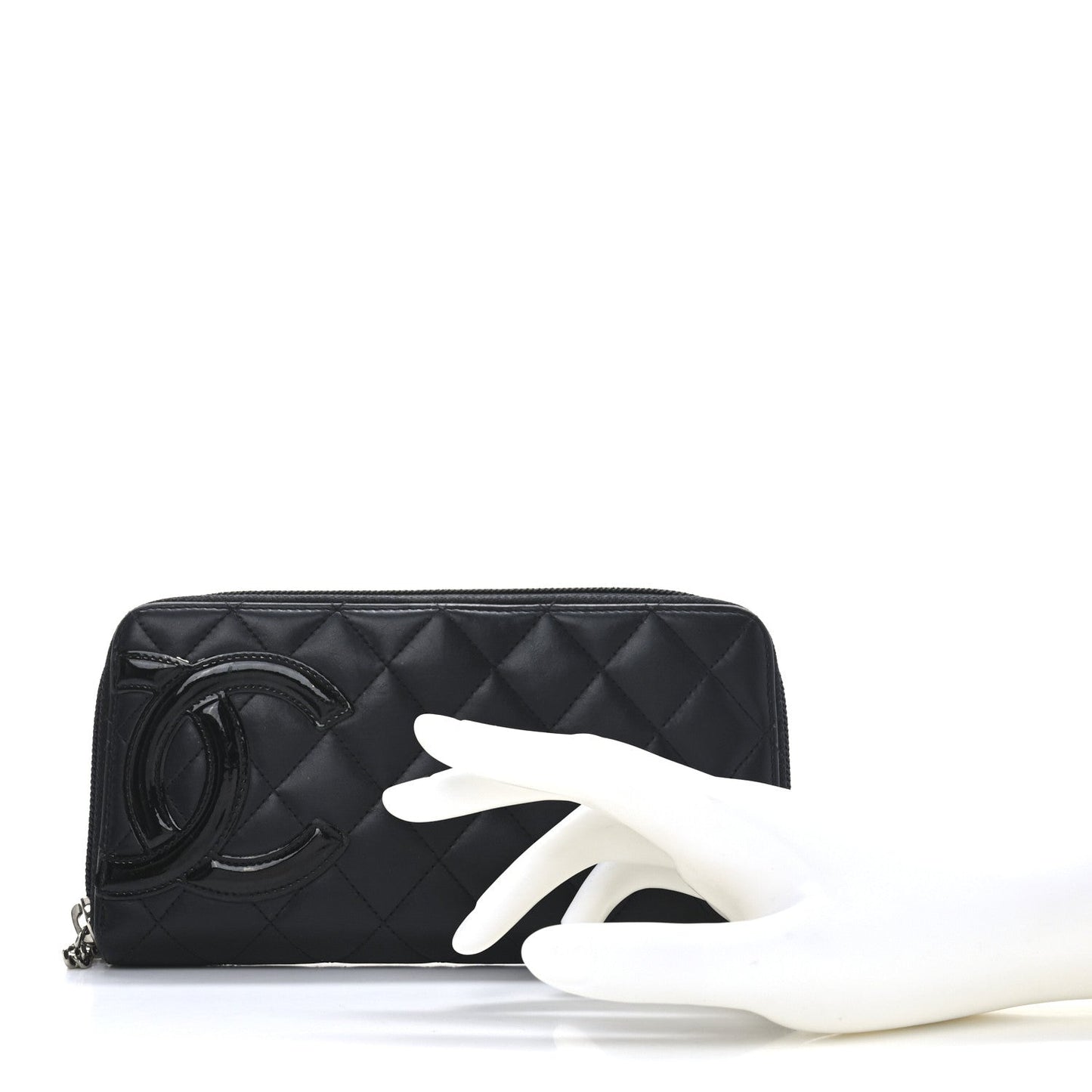 Chanel Calfskin Quilted Cambon Large Gusset Zip Around Wallet Black