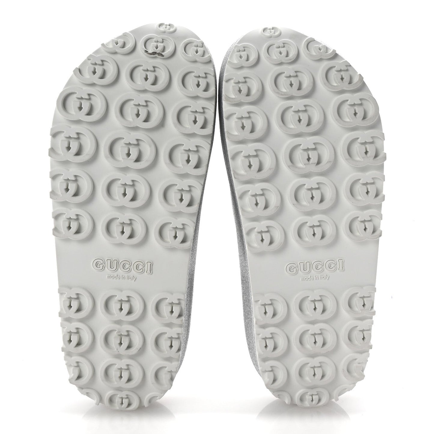 Gucci Glitter Rubber Womens InterLocking G Platform 42mm Slide Sandals 37 Silver