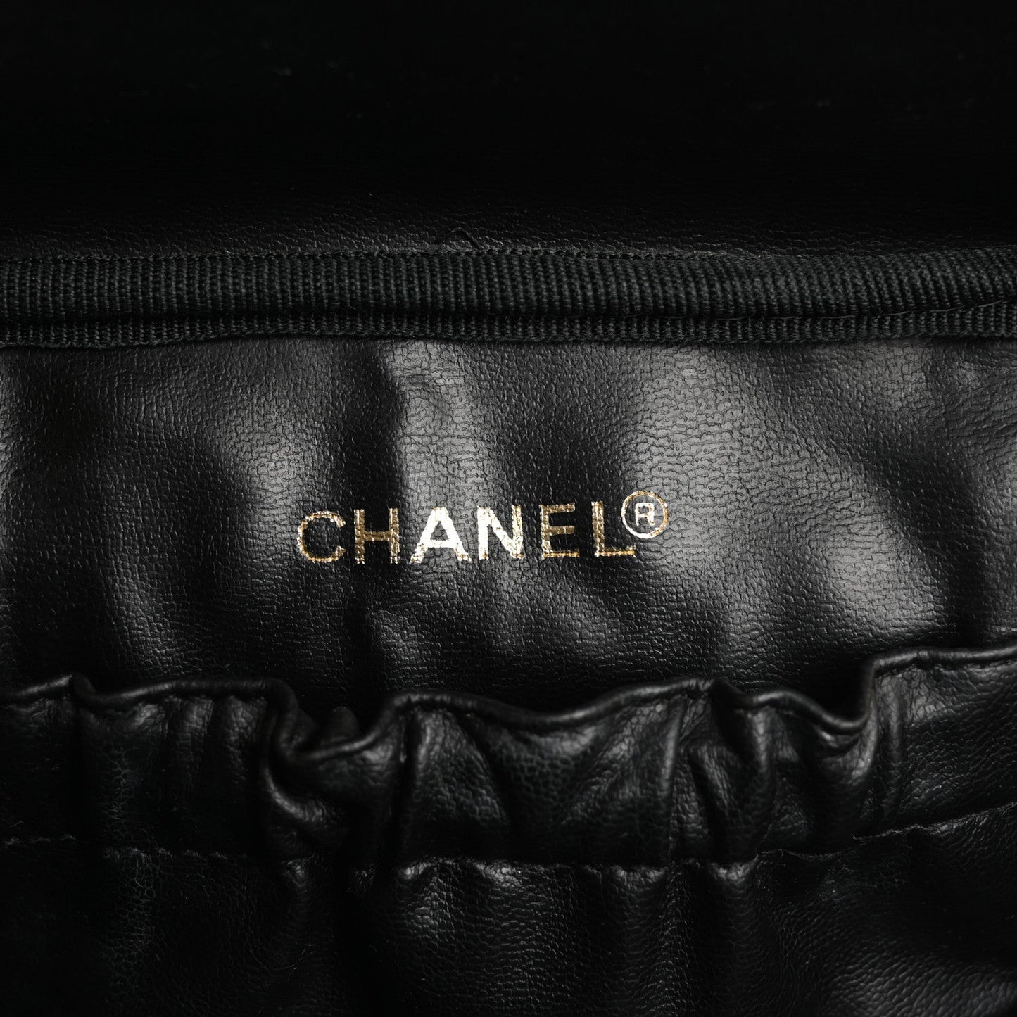 Chanel Lambskin Vanity Cosmetic Case Black